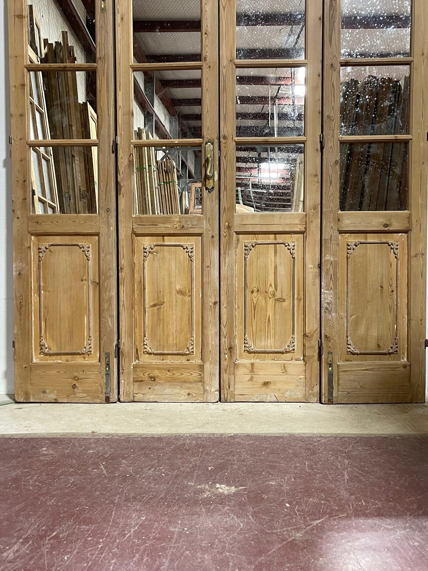 Antique French doors with mirror 2 of 4    2 piece set