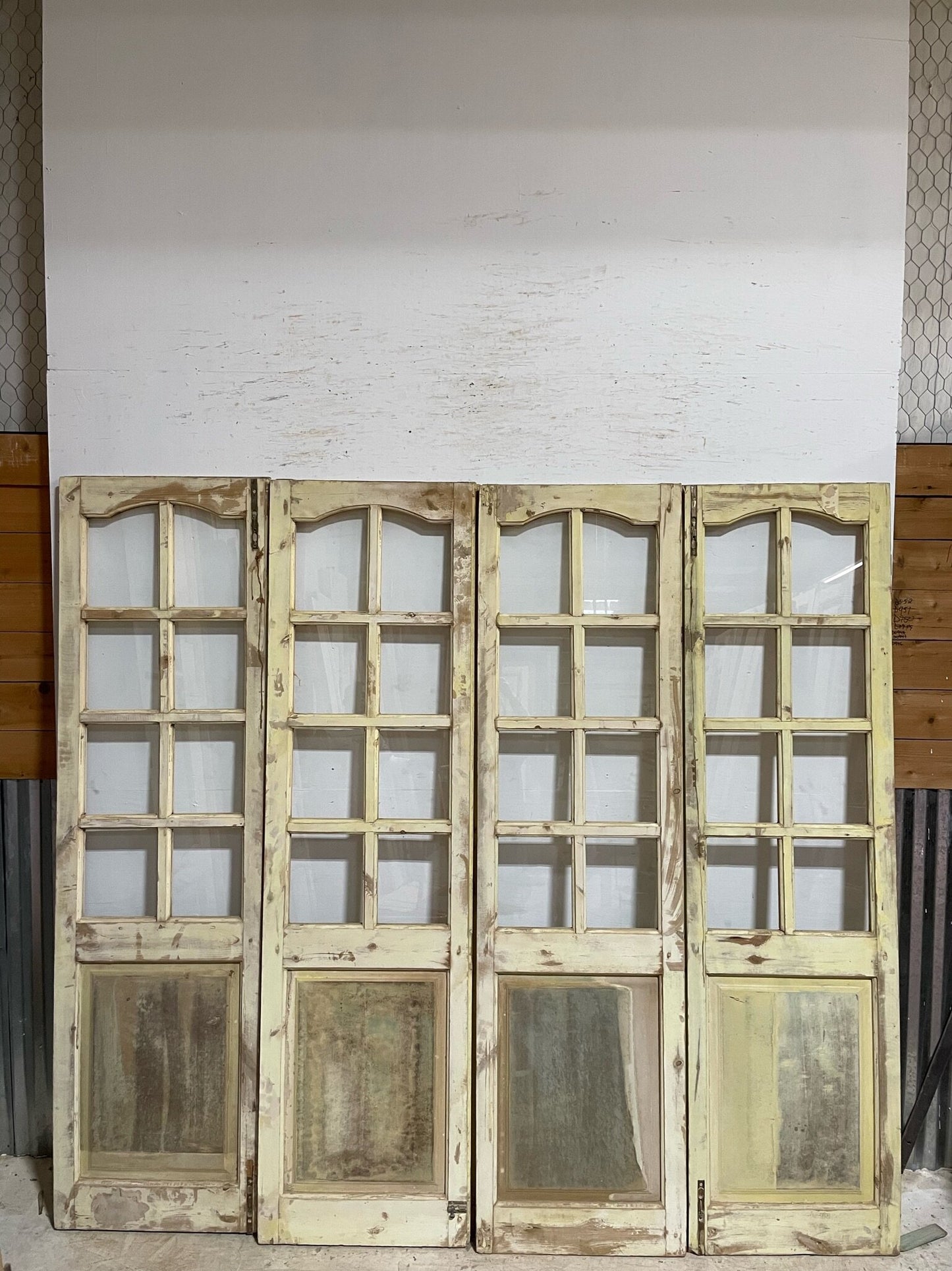 Antique French door (84x92.5) with glass F0820