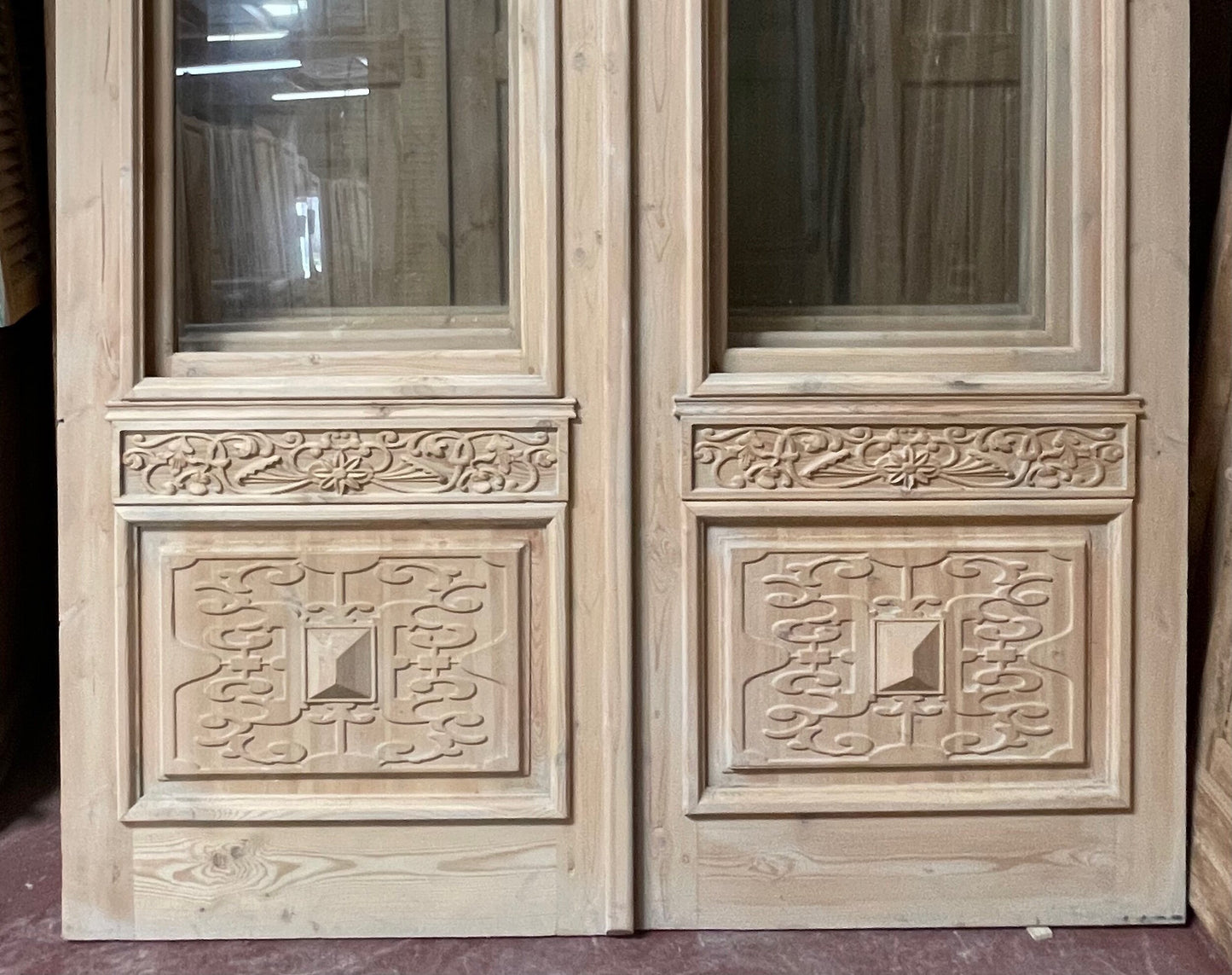 French panel doors with glass (96 x 72.25) I052