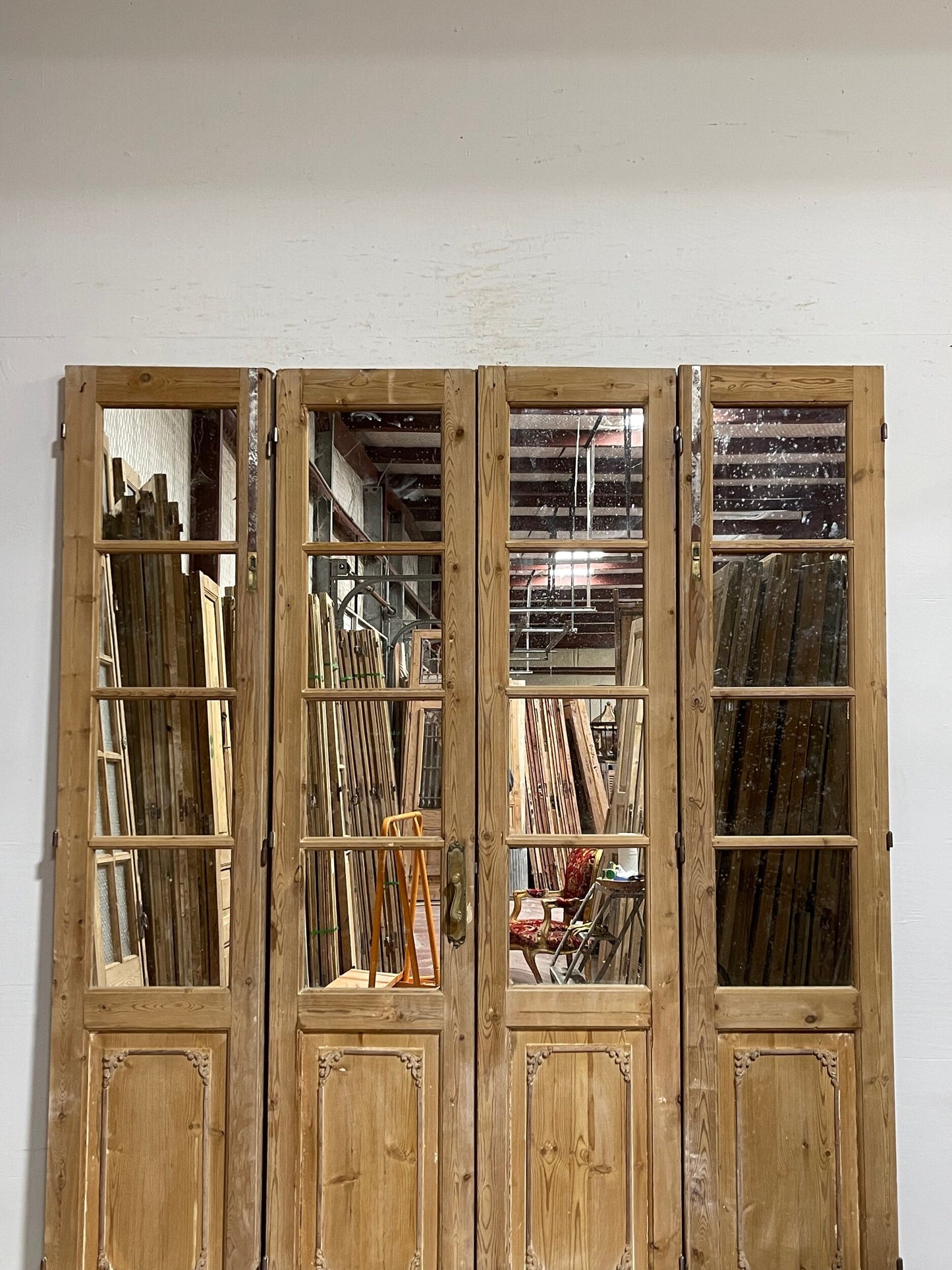 Antique French doors with mirror 2 of 4    2 piece set