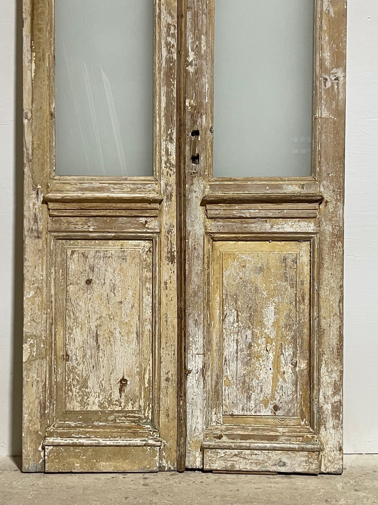 Antique french panel door with glass (96x43.5) I022