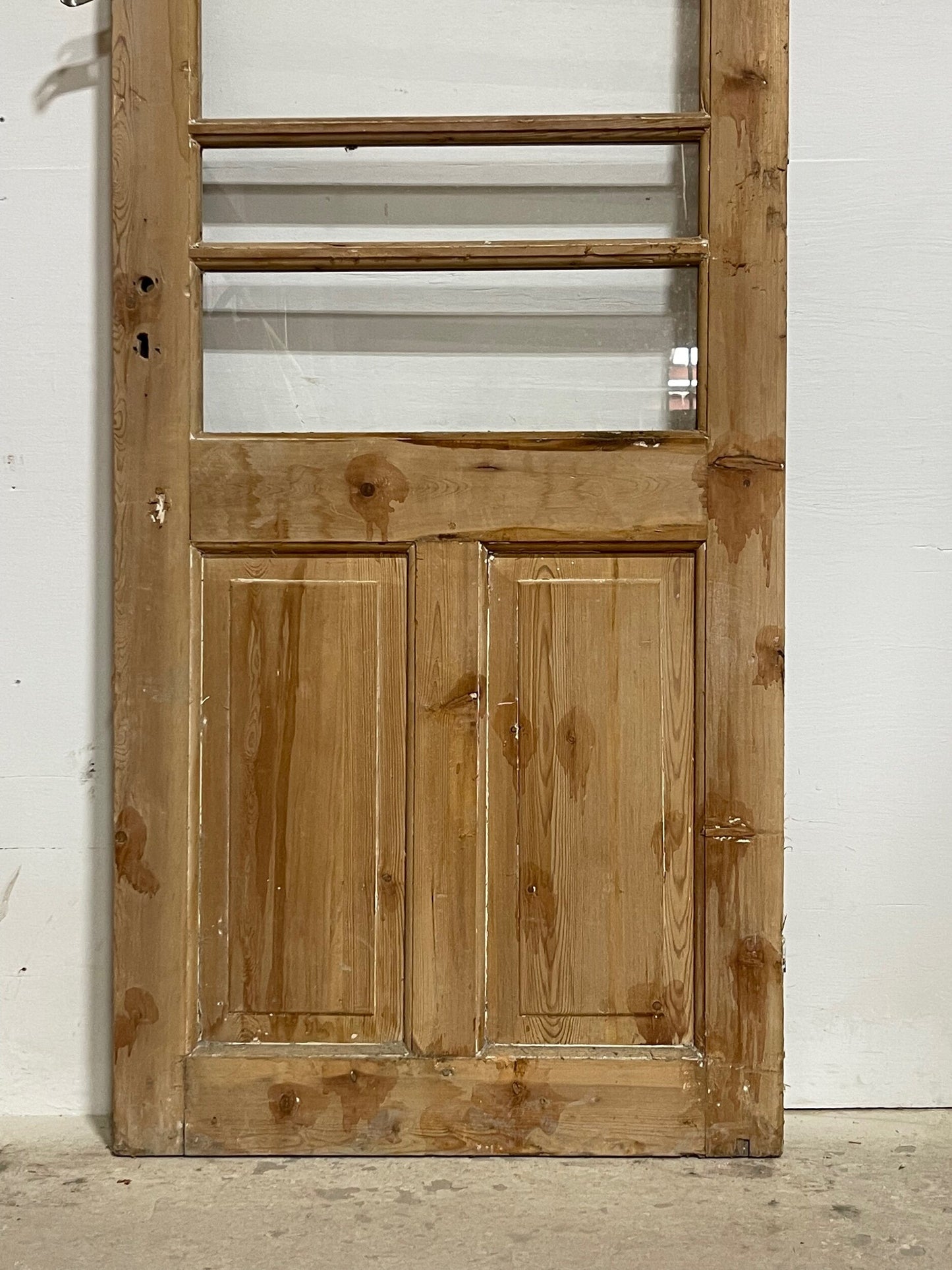 Antique French panel door with glass (90x32) I223