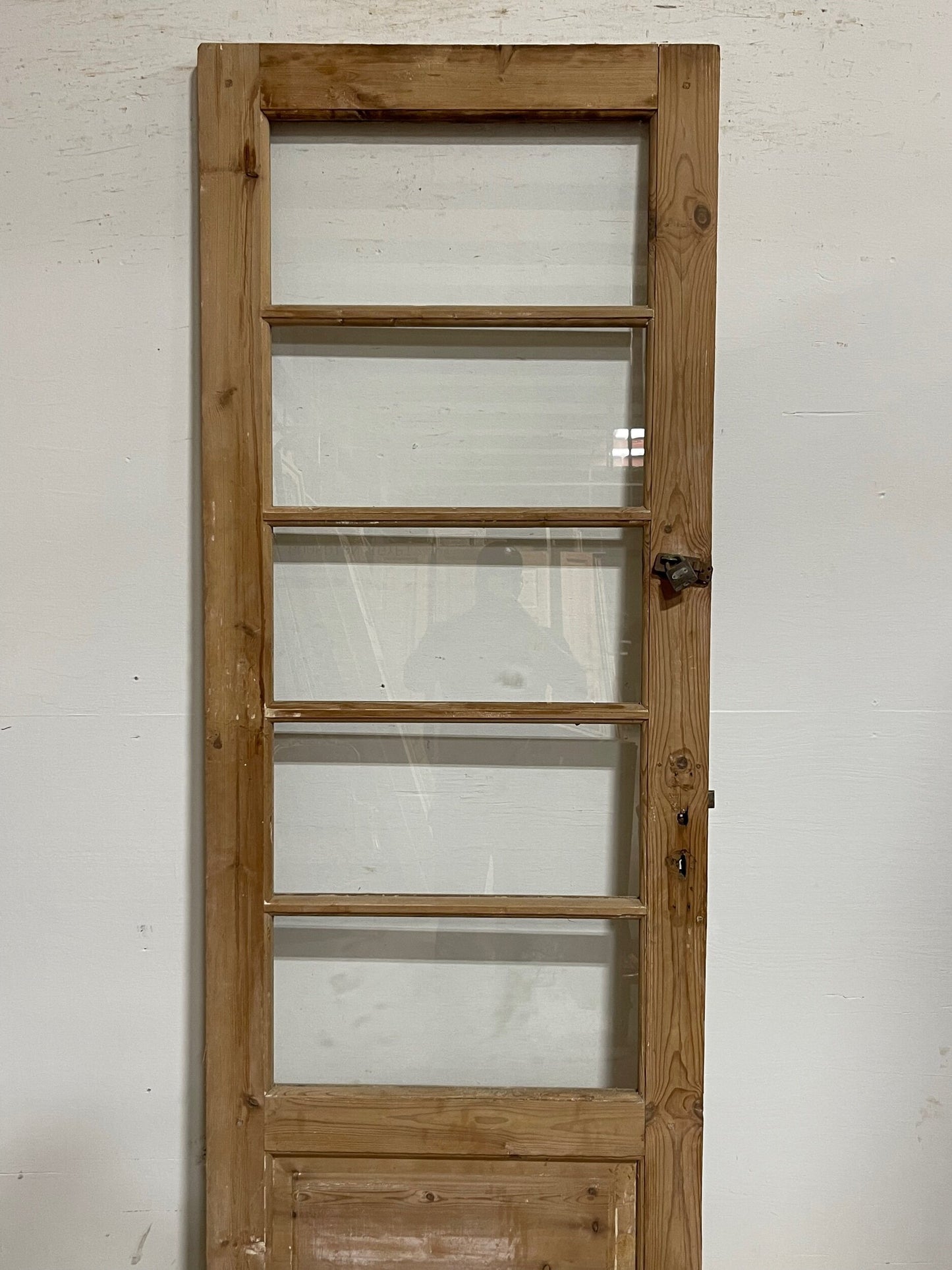 Antique French panel door with glass (89x31.5) I220