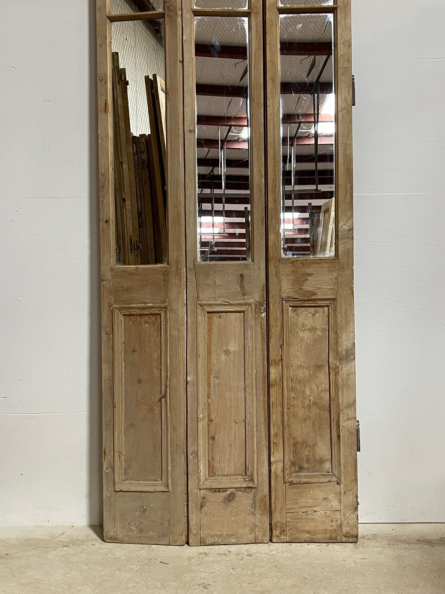 Antique French doors with mirrors (111.5x35) H0240s