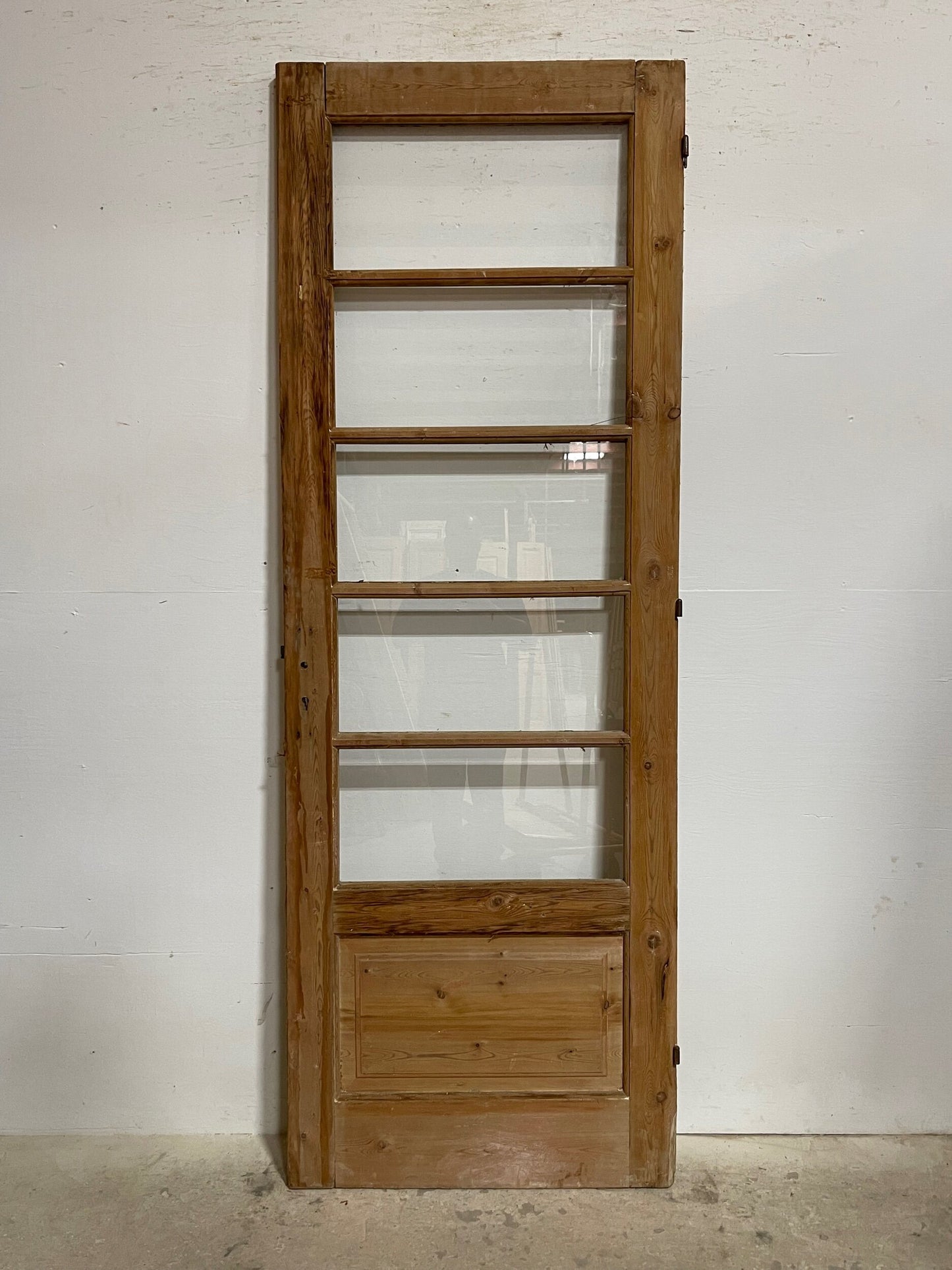 Antique French panel door with glass (89x31.25) I222