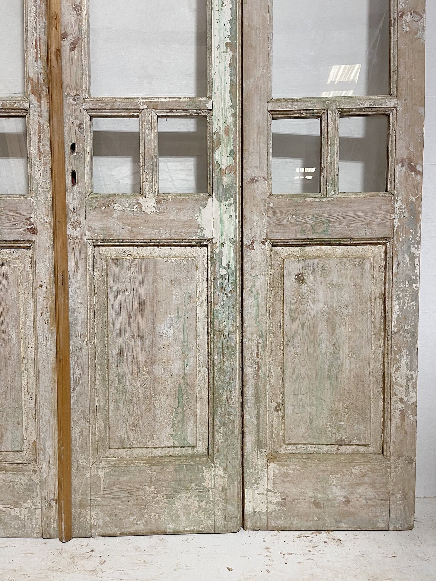 Antique French doors (99x76) with glass, 4 piece set E1122