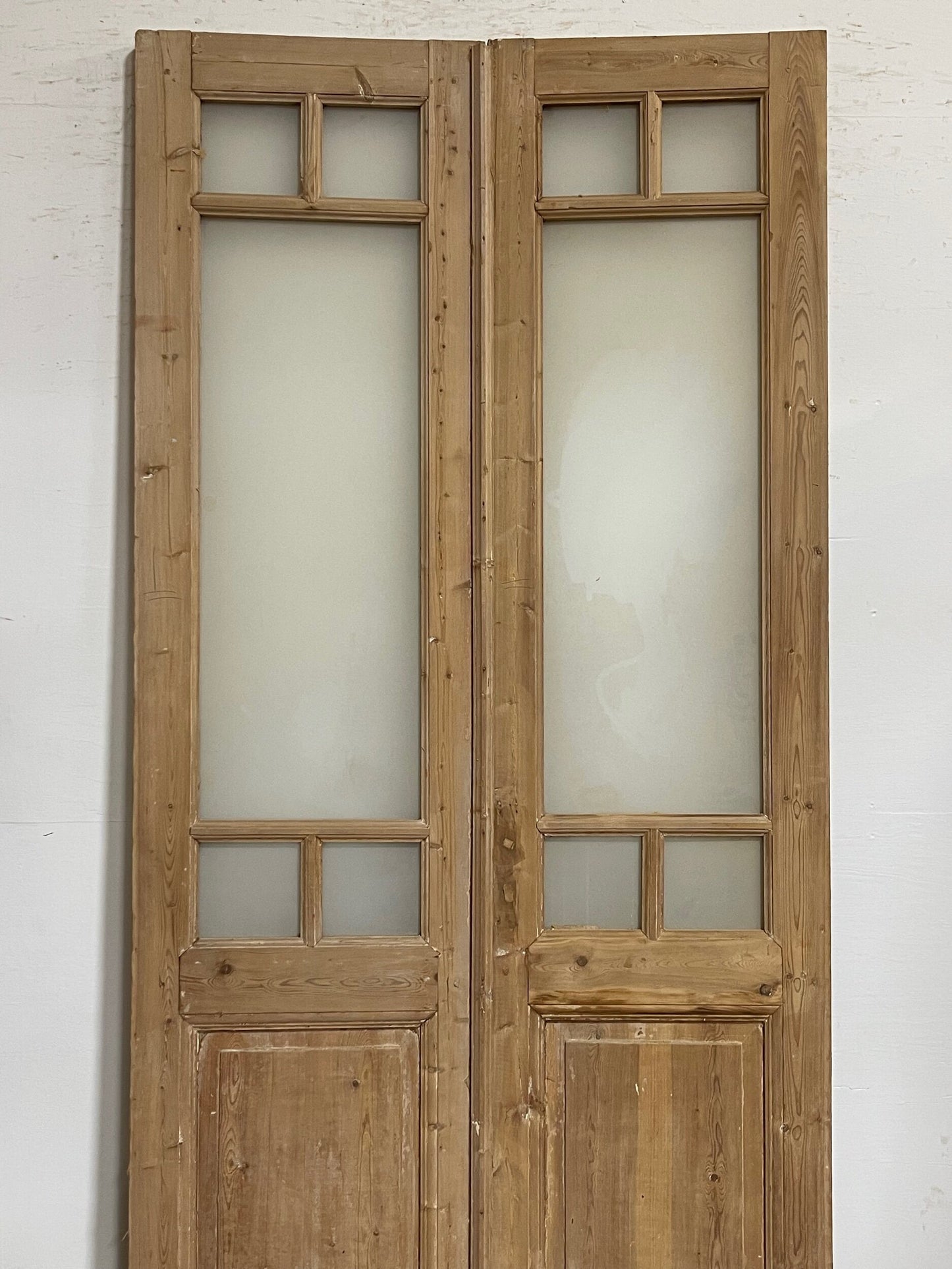 Antique French panel doors with glass (100x45.25) I250