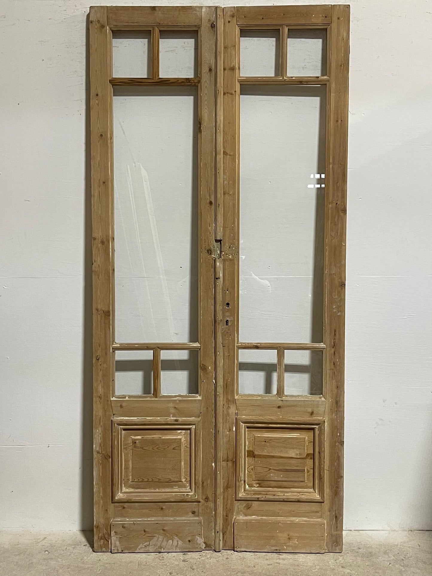 Antique French Panel doors with glass (94.5 x 44)  I019