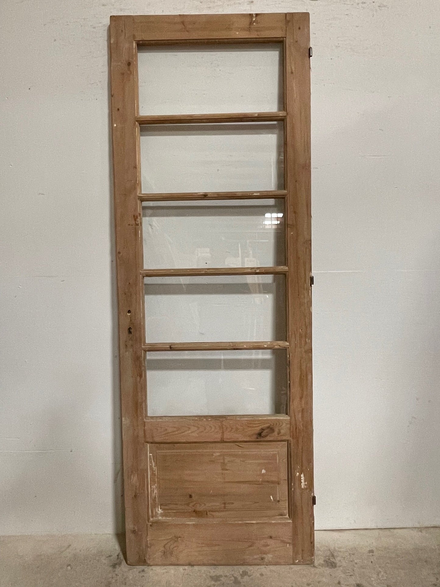 Antique French panel door with glass (89x31.25) I221