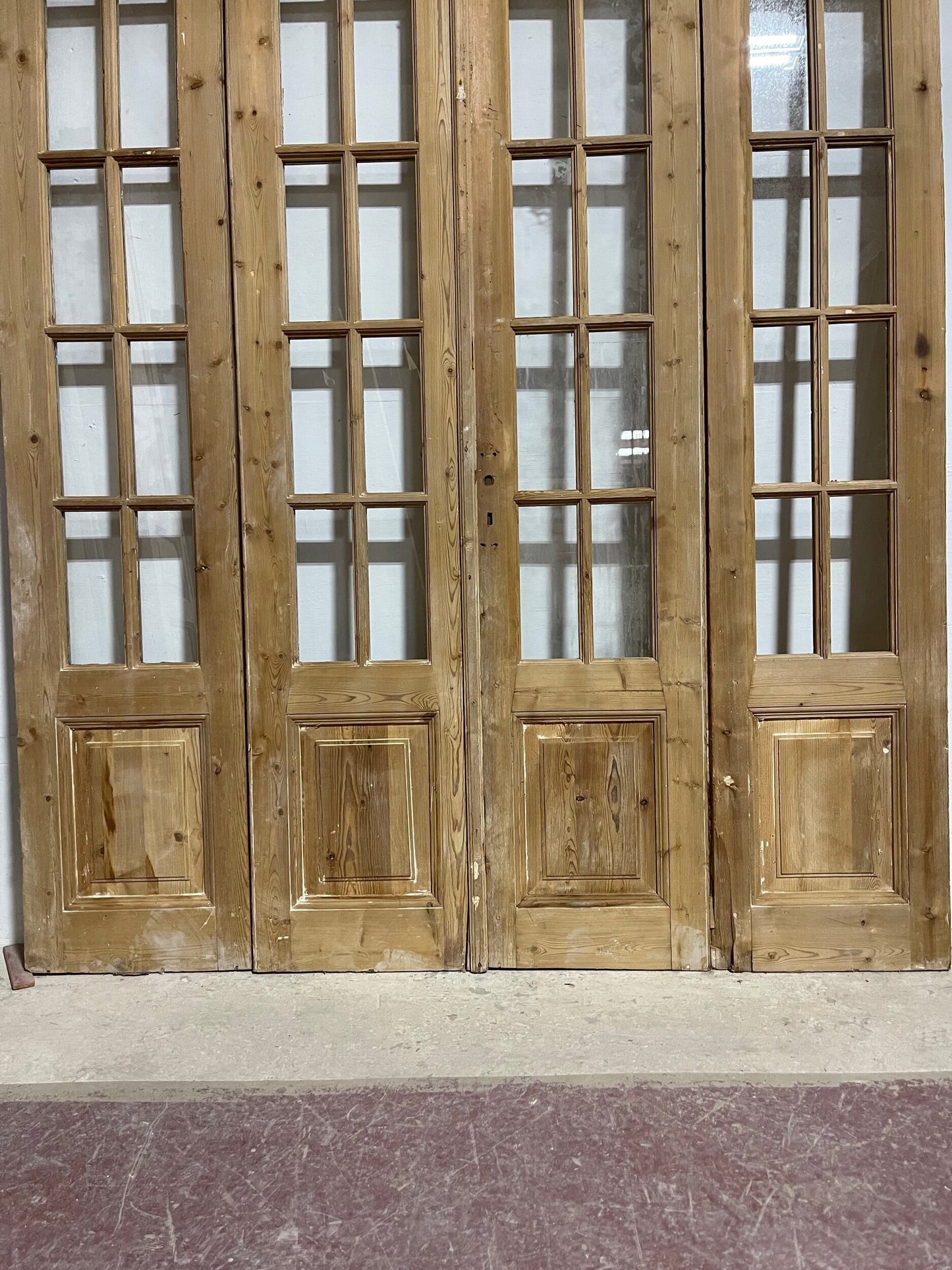 Antique french panel doors with glass (88 x 96.25) I064