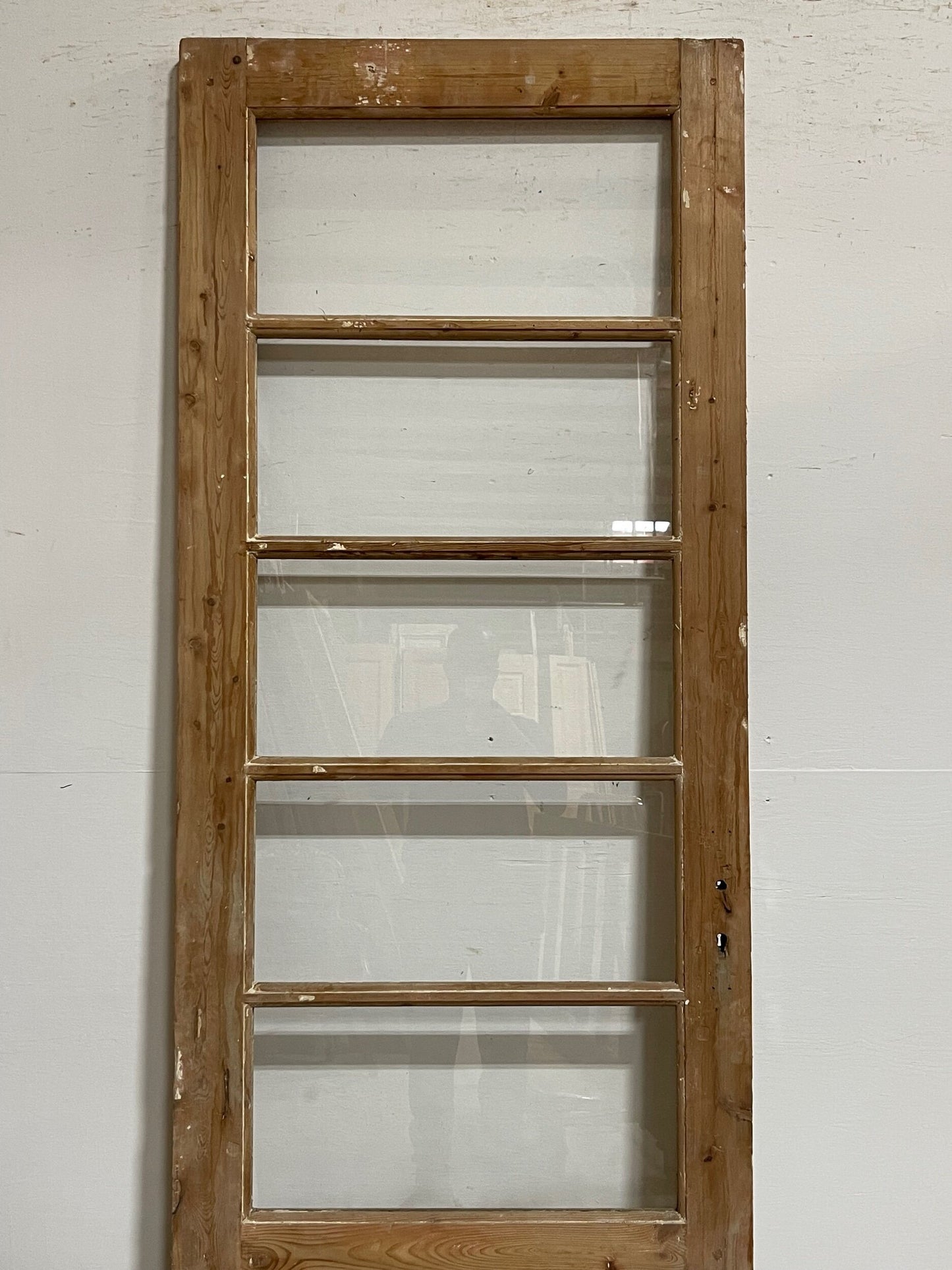 Antique French panel door with glass (89x31.25) I221
