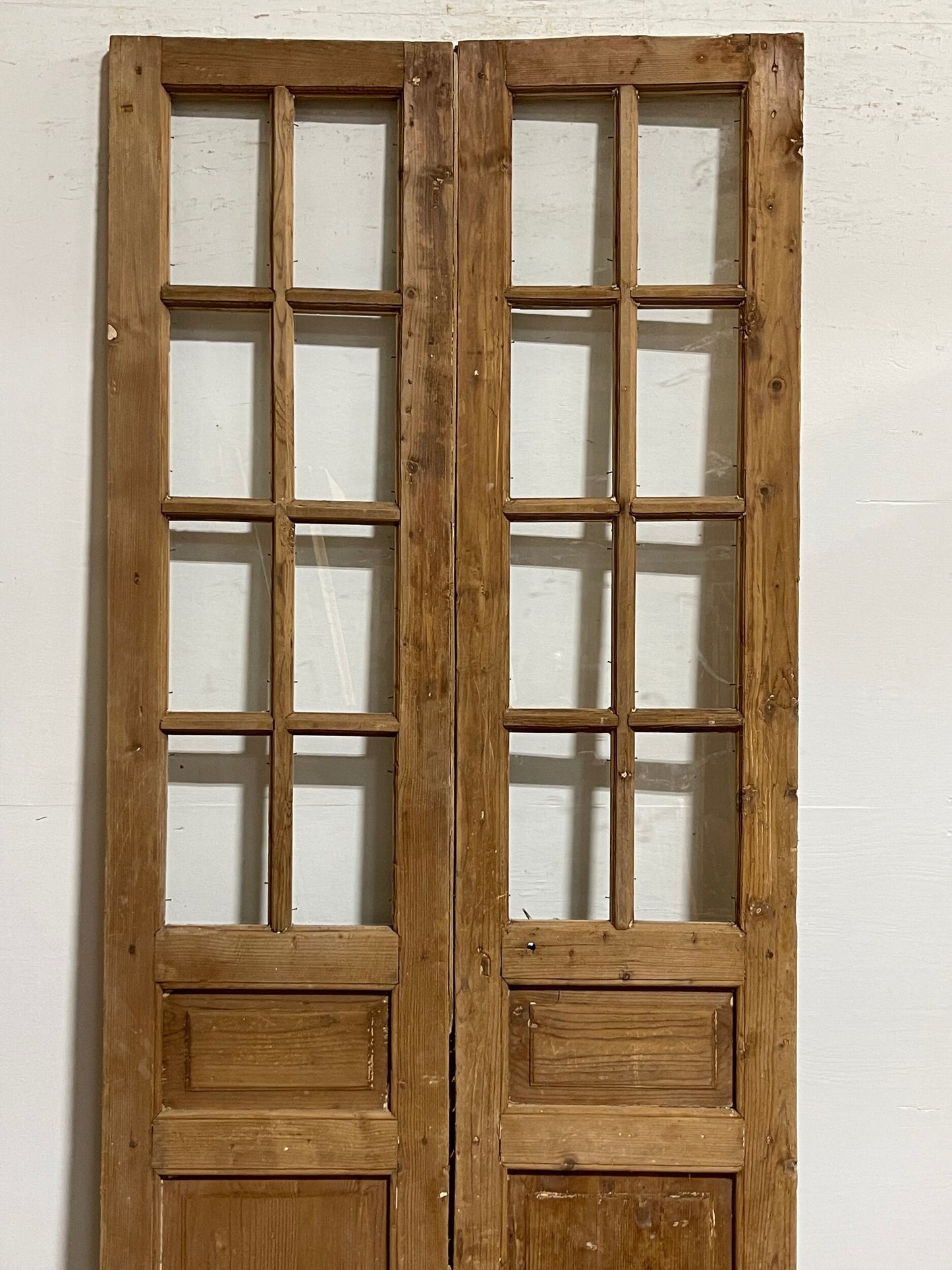 Antique French panel doors with glass (94 x 40.5) I068