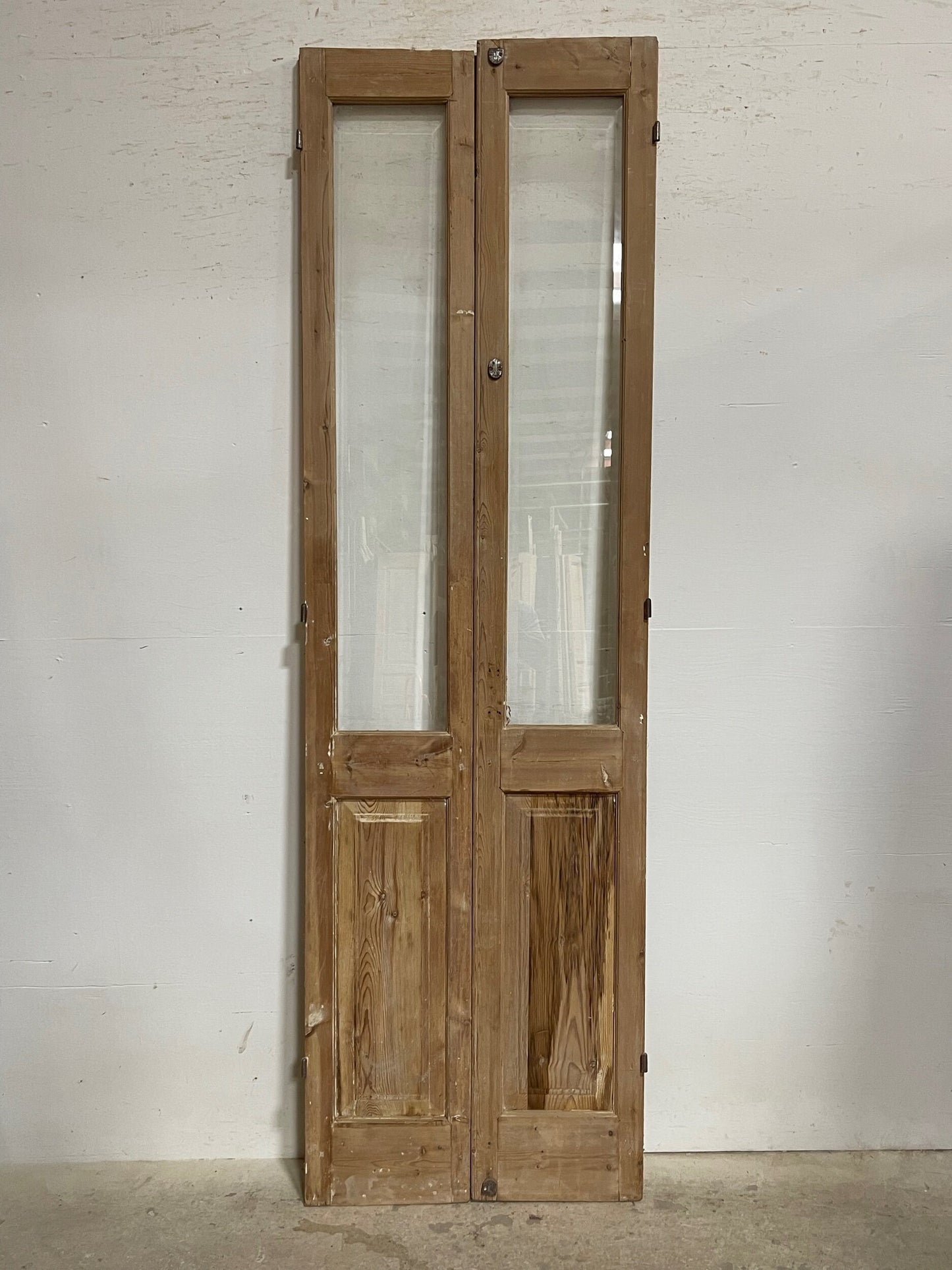 Antique French panel doors with glass (95.5x29) I251