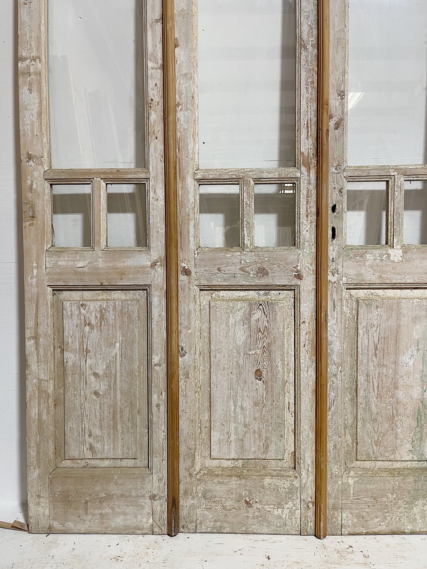 Antique French doors (99x76) with glass, 4 piece set E1122