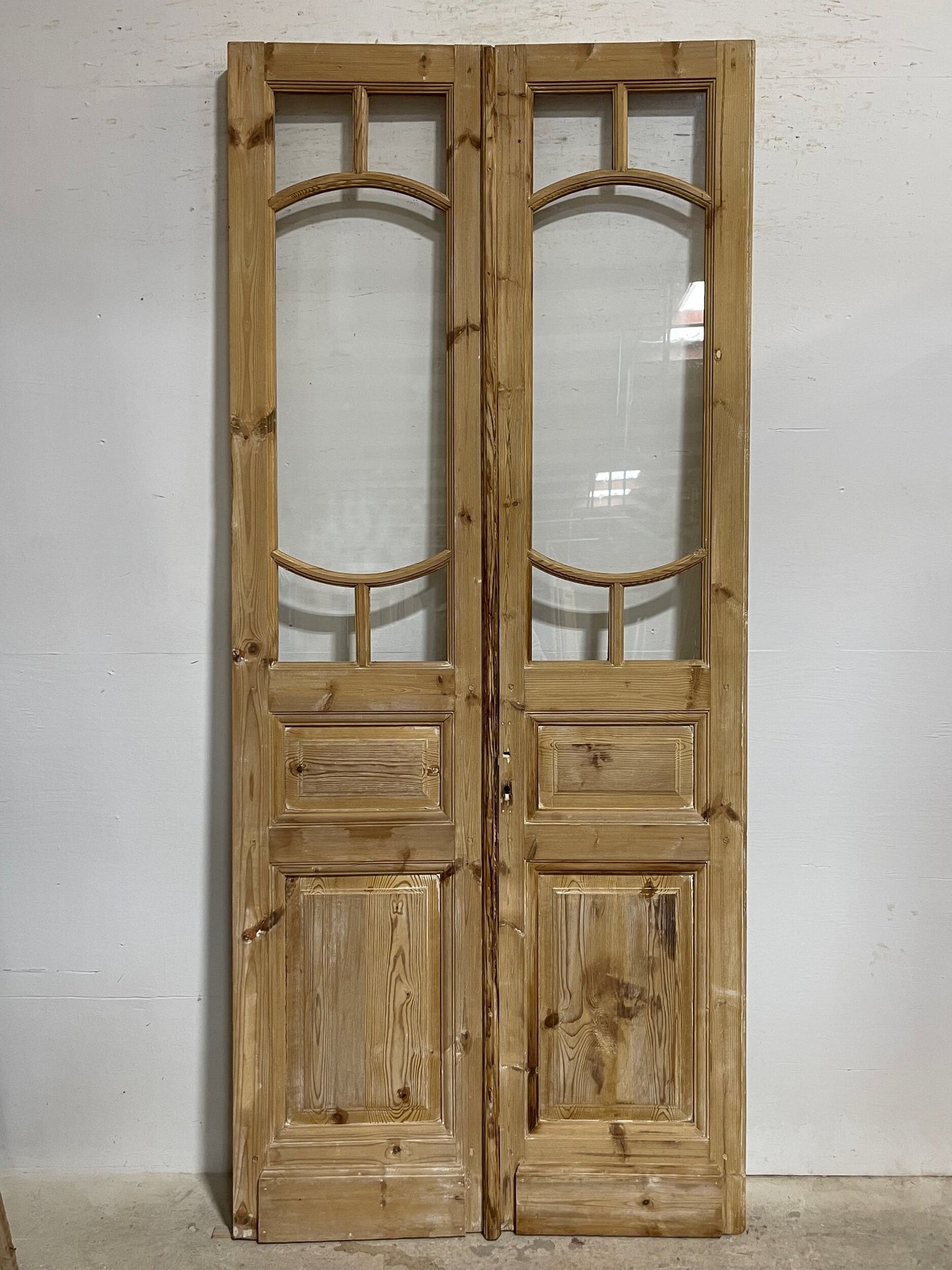 Antique French panel doors with glass (97.25x42.75) I249