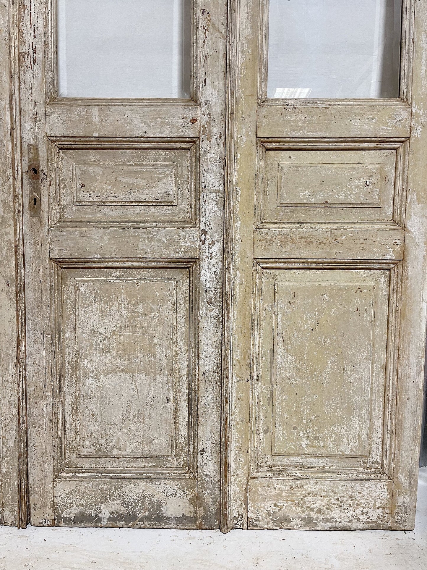 Antique French doors (96.5x99.5) with glass, 4 piece set E1126