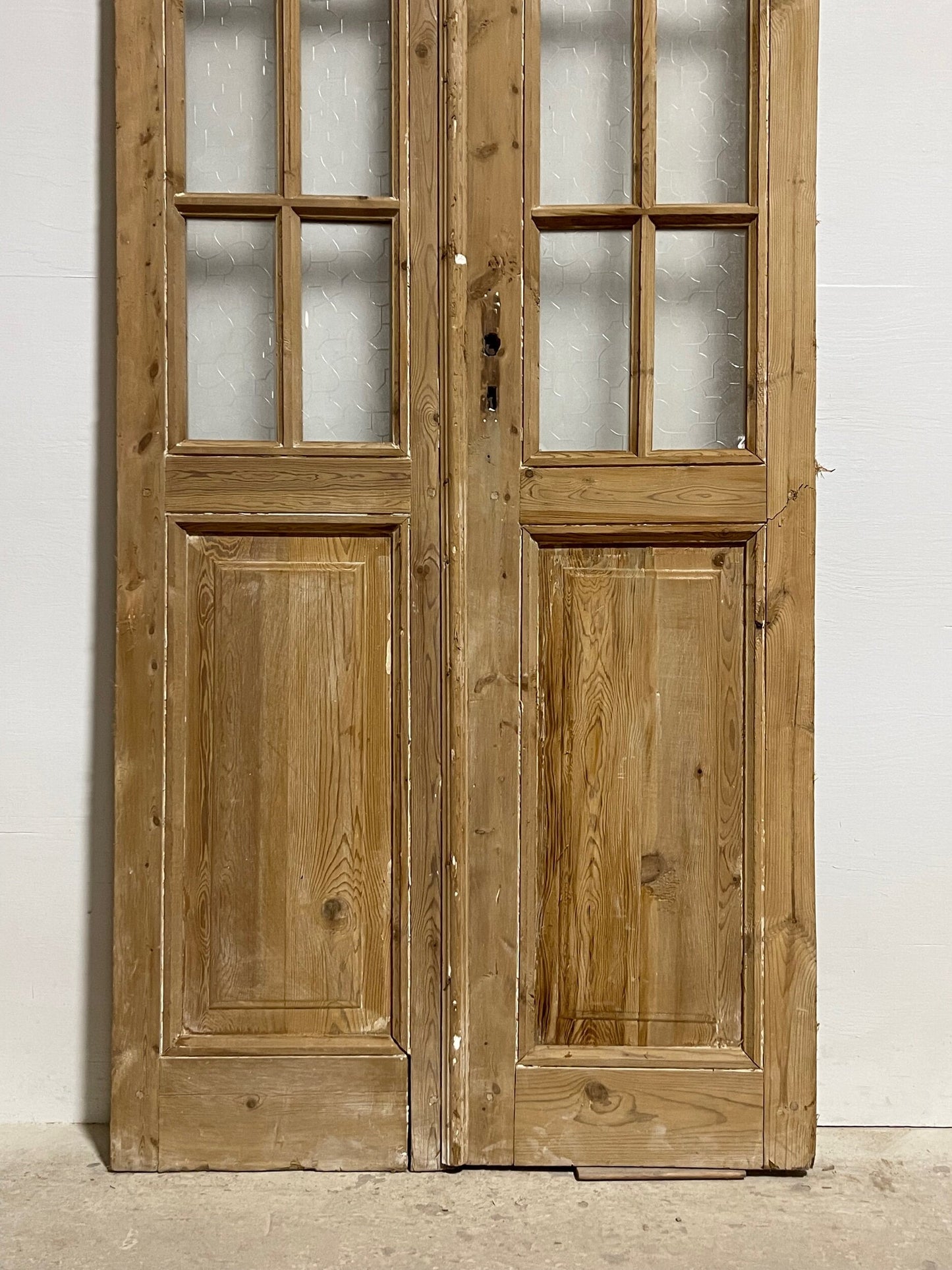 Antique French panel doors with glass (94 x 37) I062b