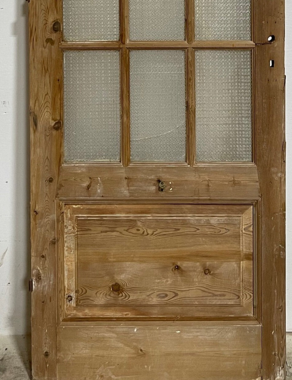 Antique French panel door with glass (92x32) I233