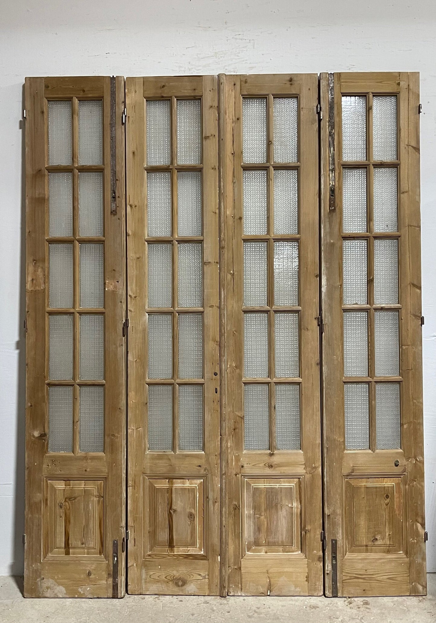 Antique French panel doors with glass (100 x 76.25) I046