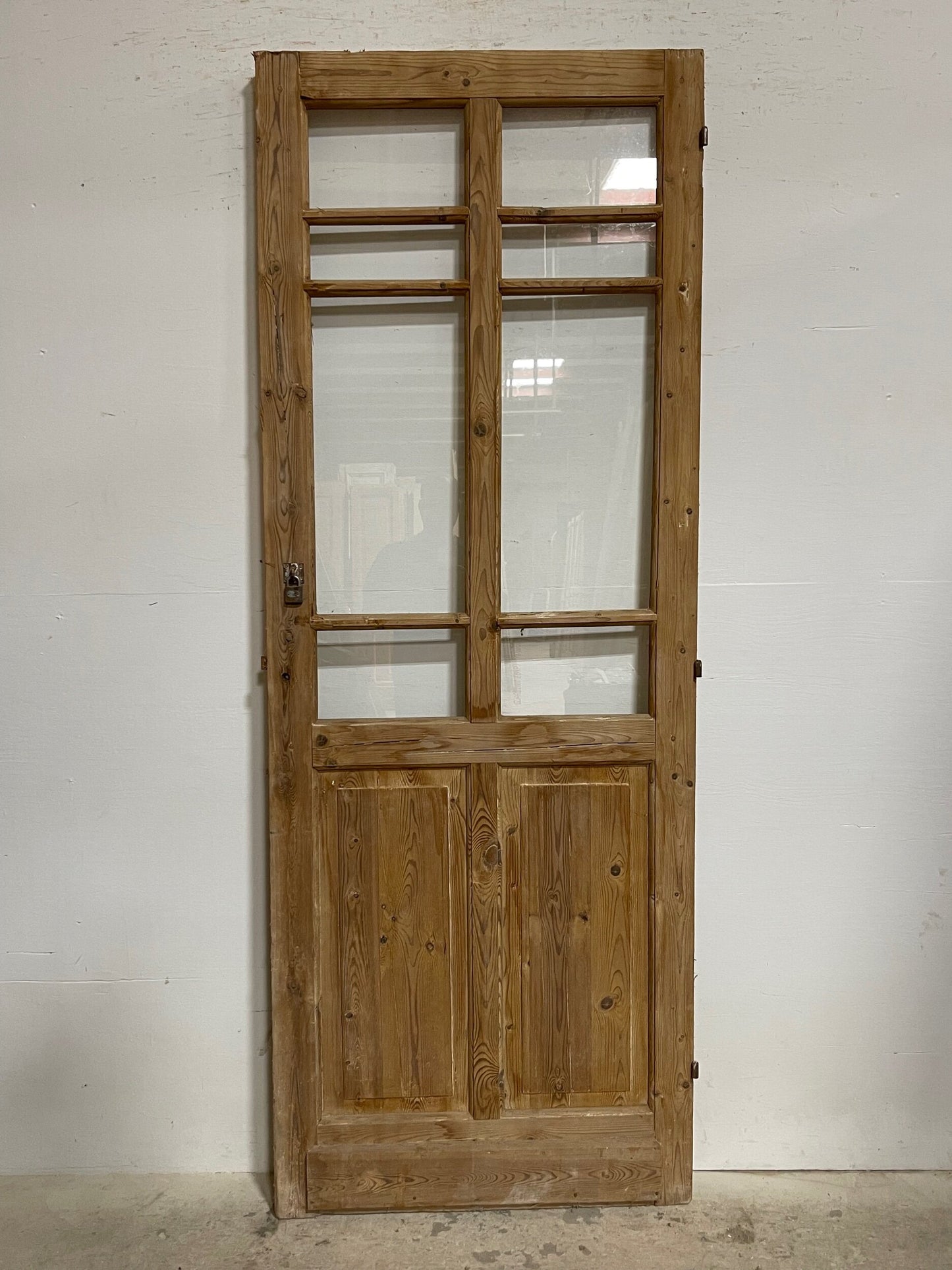 Antique French panel door with glass (87x32.5) I216