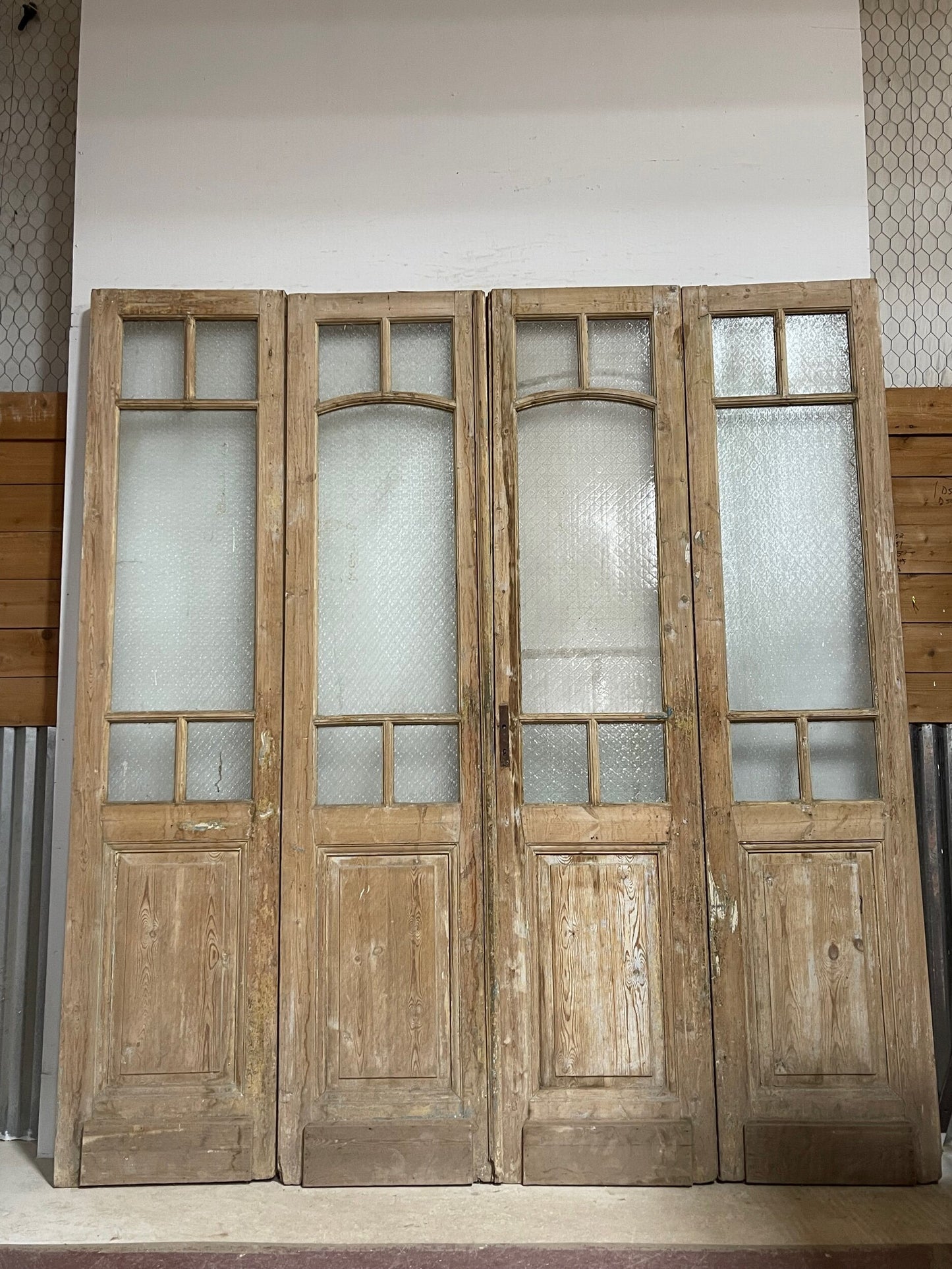 Antique French doors with glass (99x92) H0237s