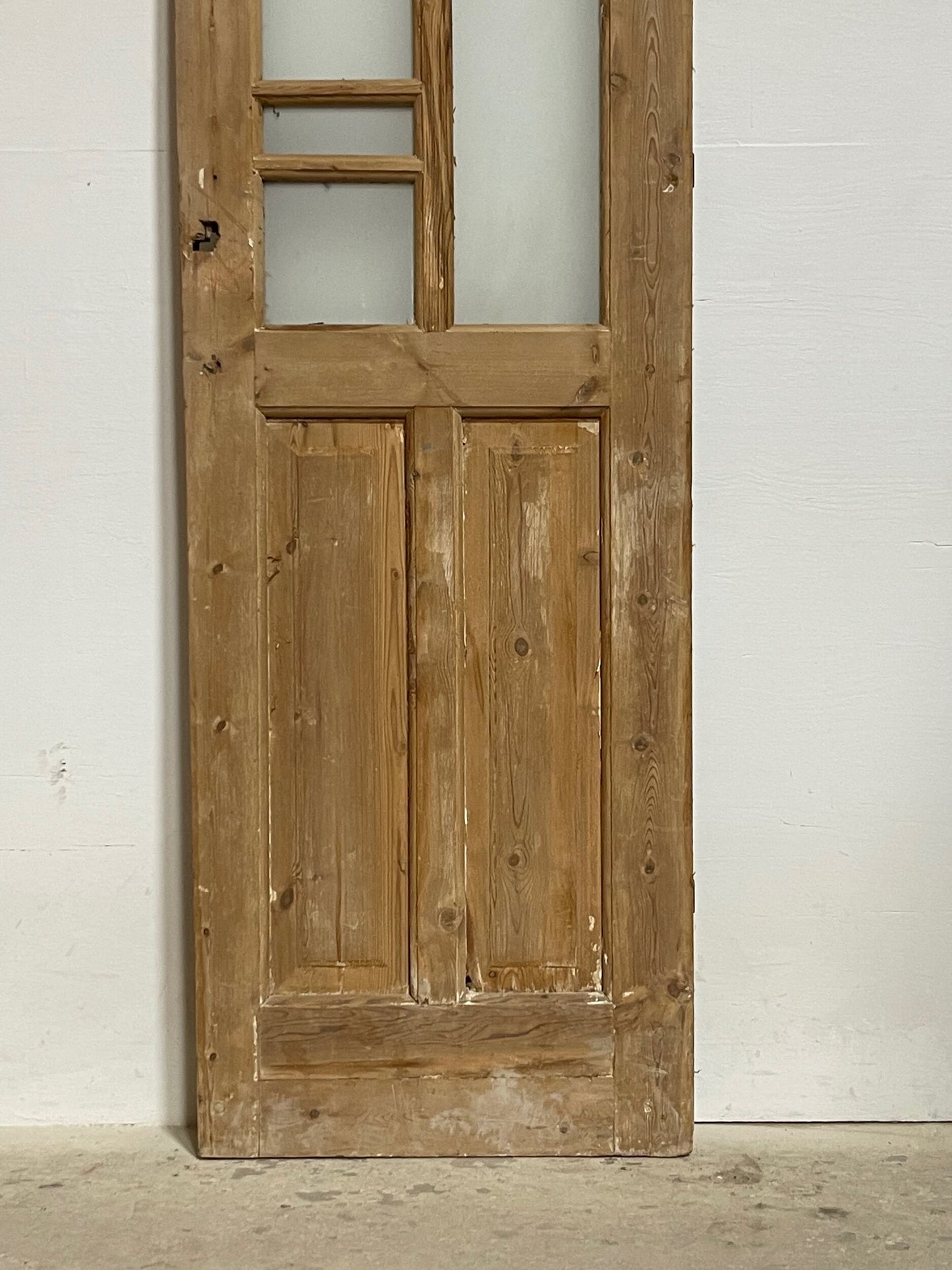 Antique French panel door with glass (85x24) I215