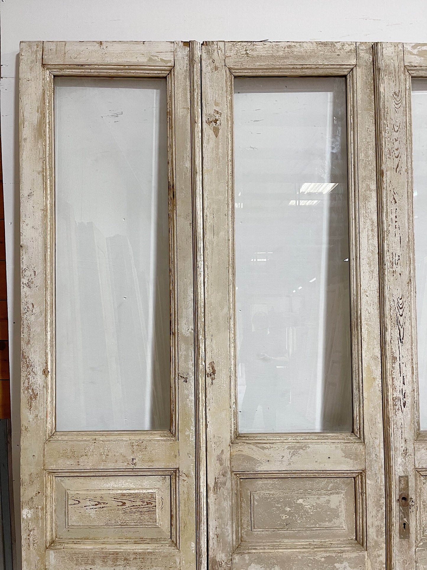 Antique French doors (96.5x99.5) with glass, 4 piece set E1126