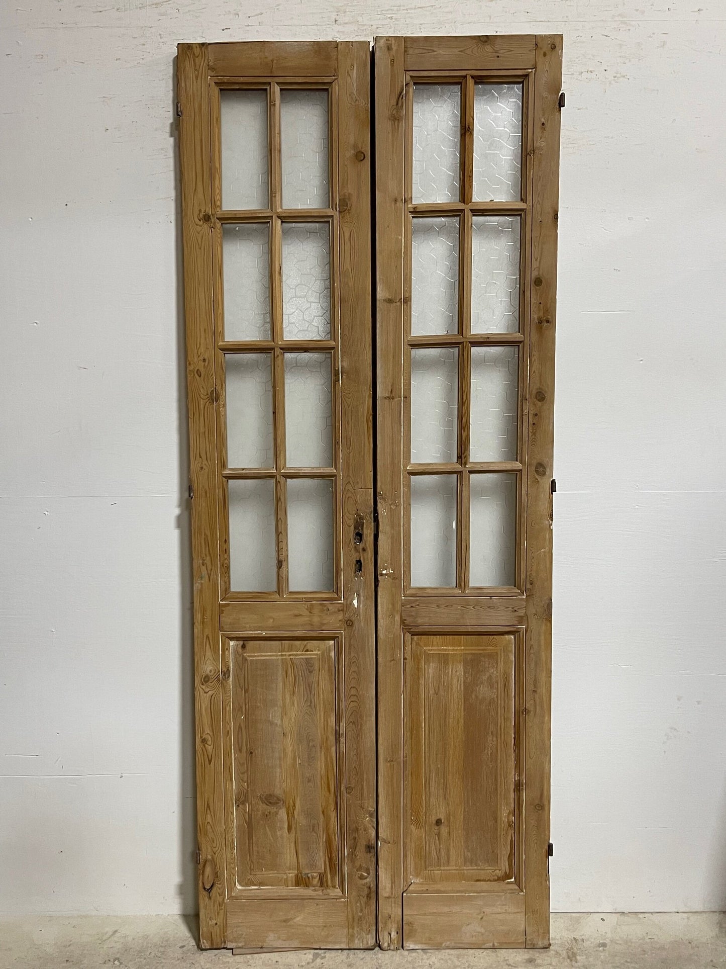 Antique French panel doors with glass (94 x 37) I062b