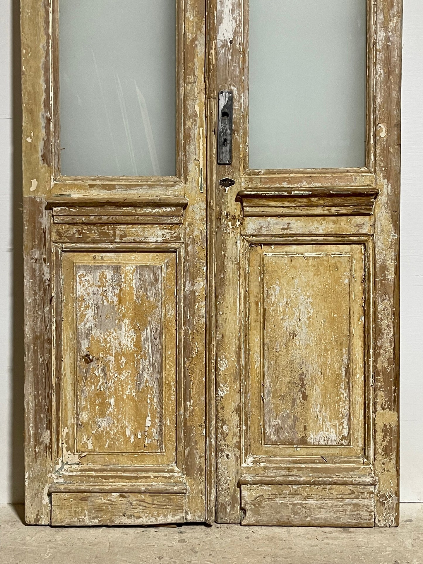Antique French panel door with glass (97.5 x 43.5) I023