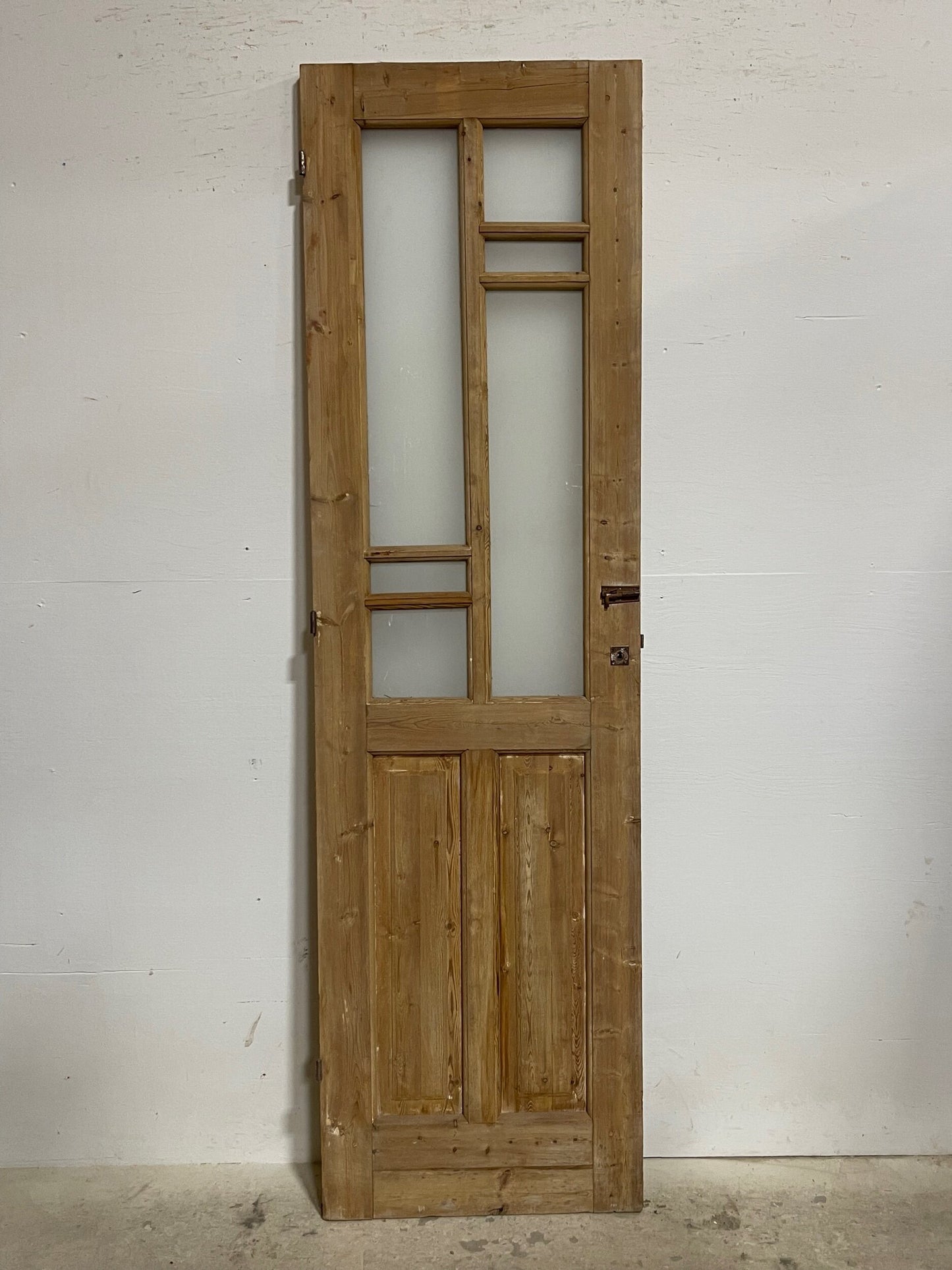 Antique French panel door with glass (85x24.25) I214