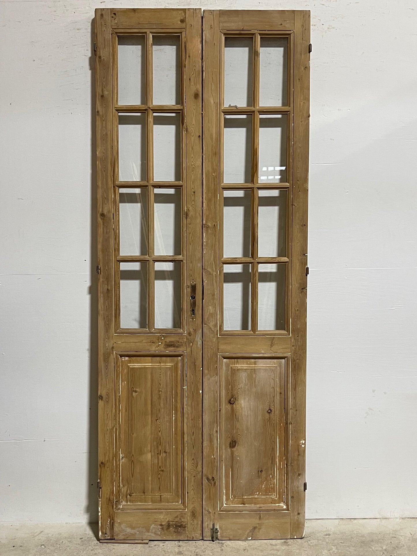 Antique french panel doors with glass (94 x 37) I040