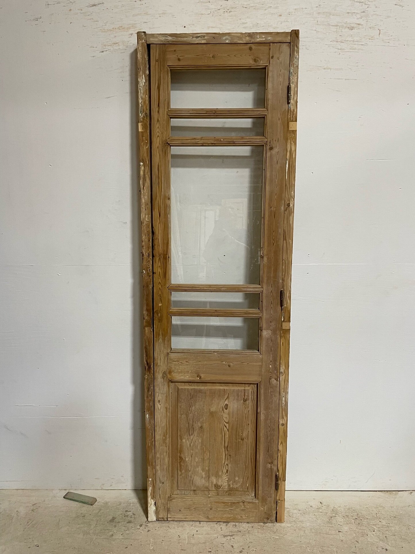 Antique French door (frame 87.25x27, door 85x23) with glass F0632