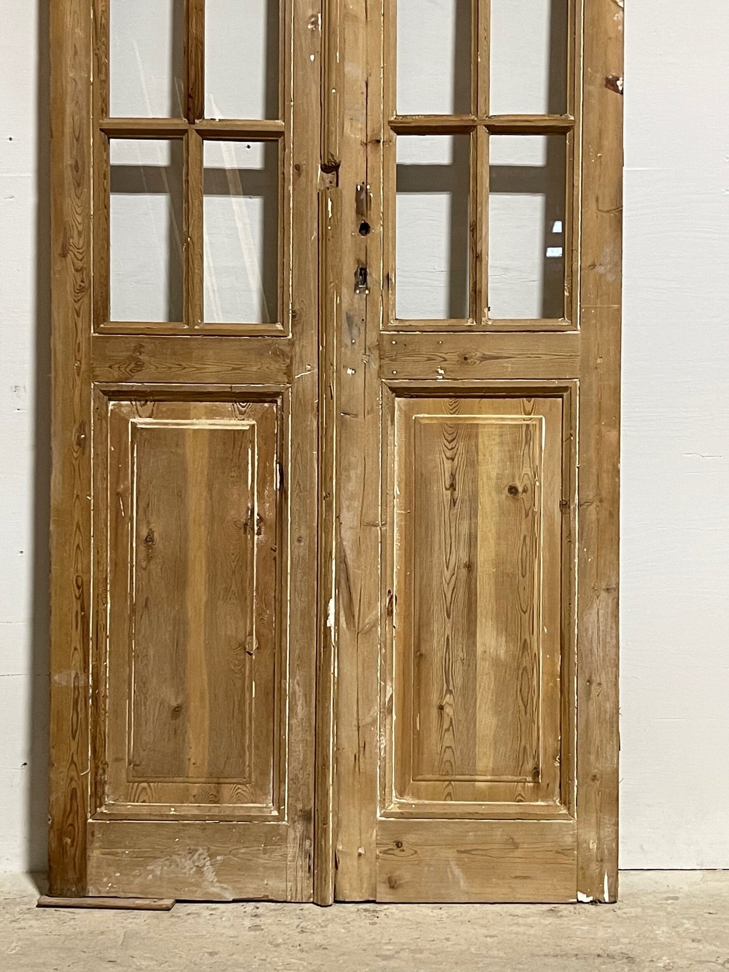 Antique french panel doors with glass (94 x 37) I040