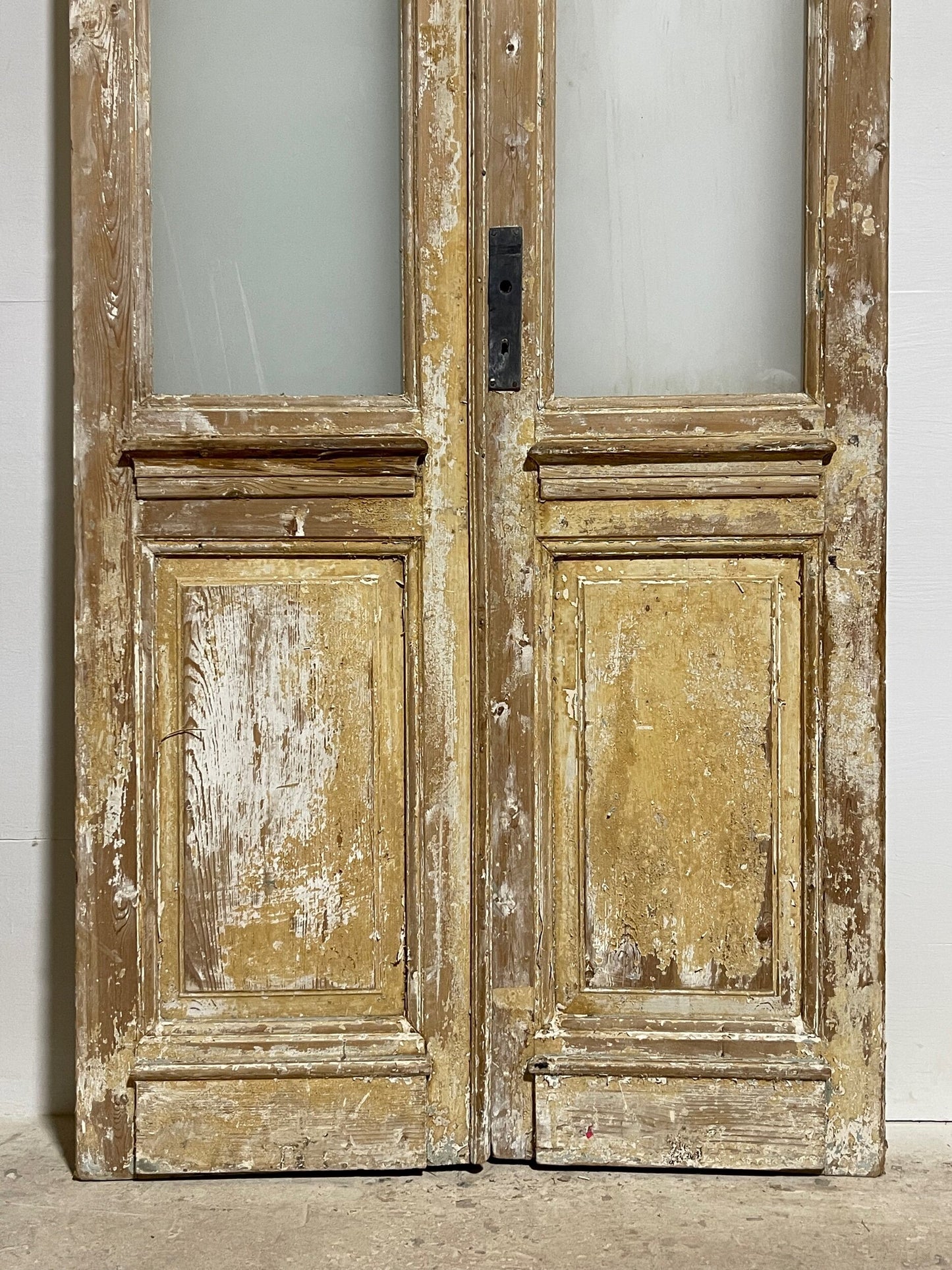 Antique French paenl doors with glass (97.75 x 43) I020
