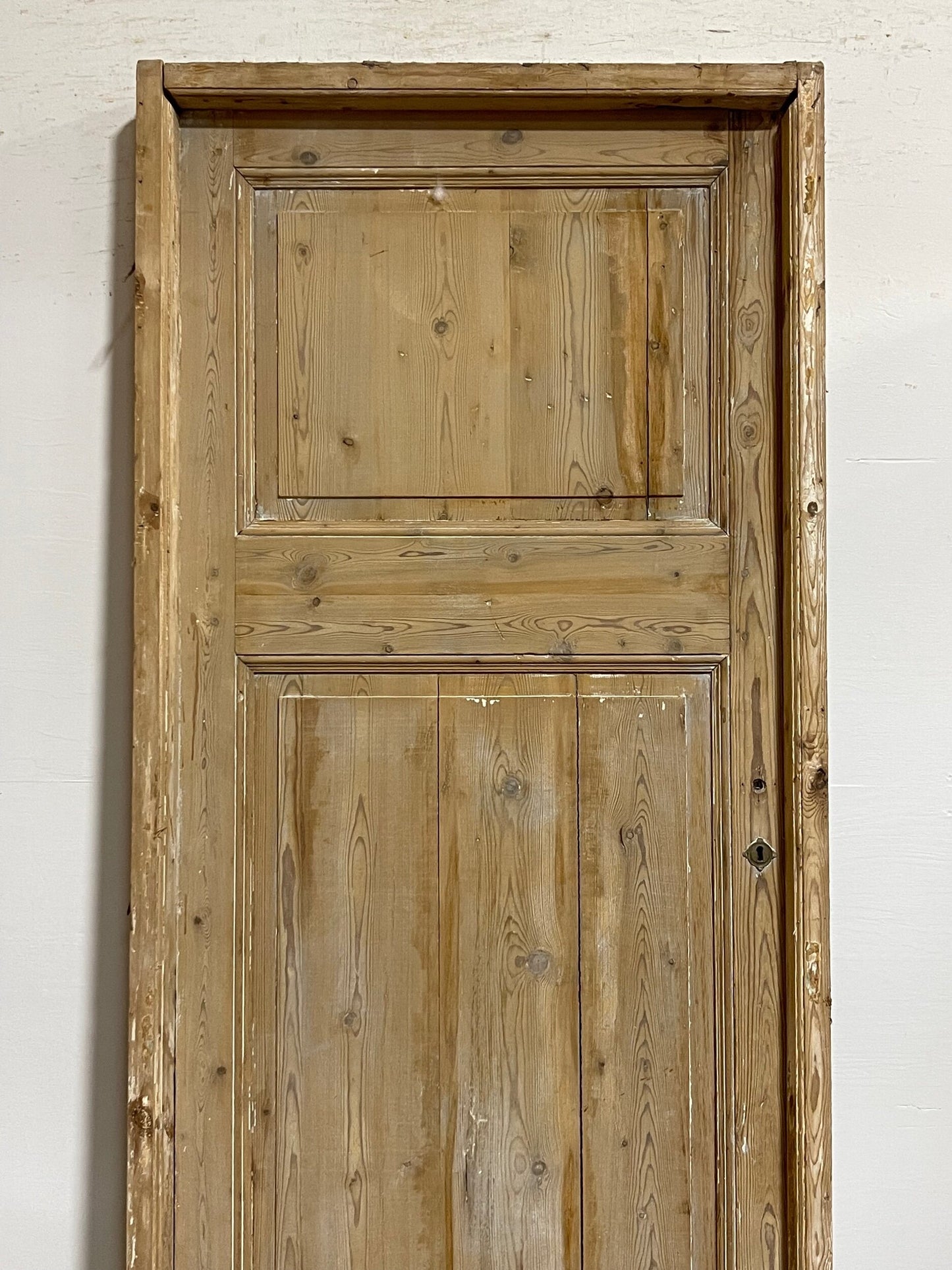 Antique French panel door in frame (d 85.25x34.5) (f 87x37.5) I212