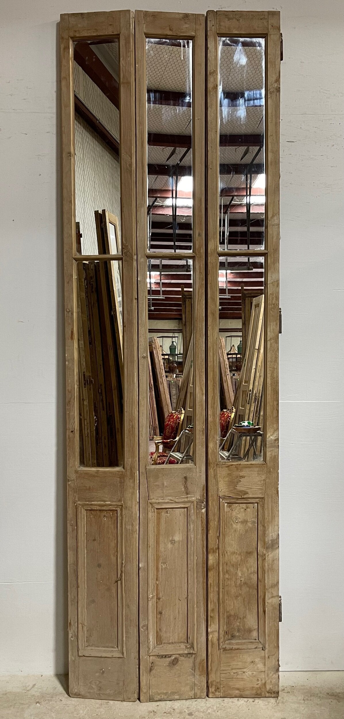 Antique French doors with mirrors (111.5x35) H0240s