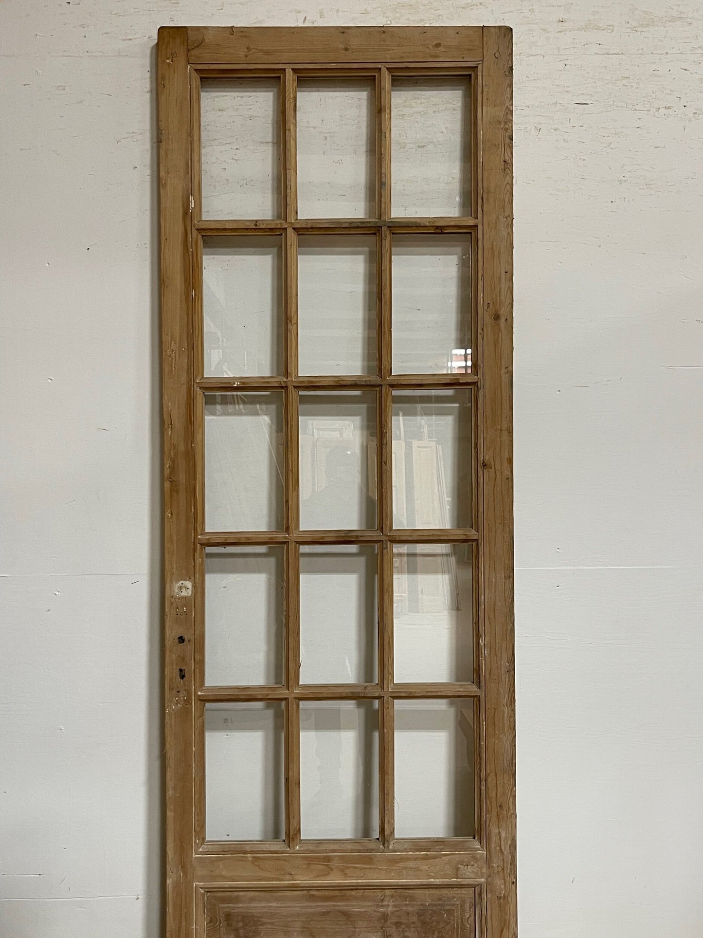 Antique French panel door with glass (98x32) I230