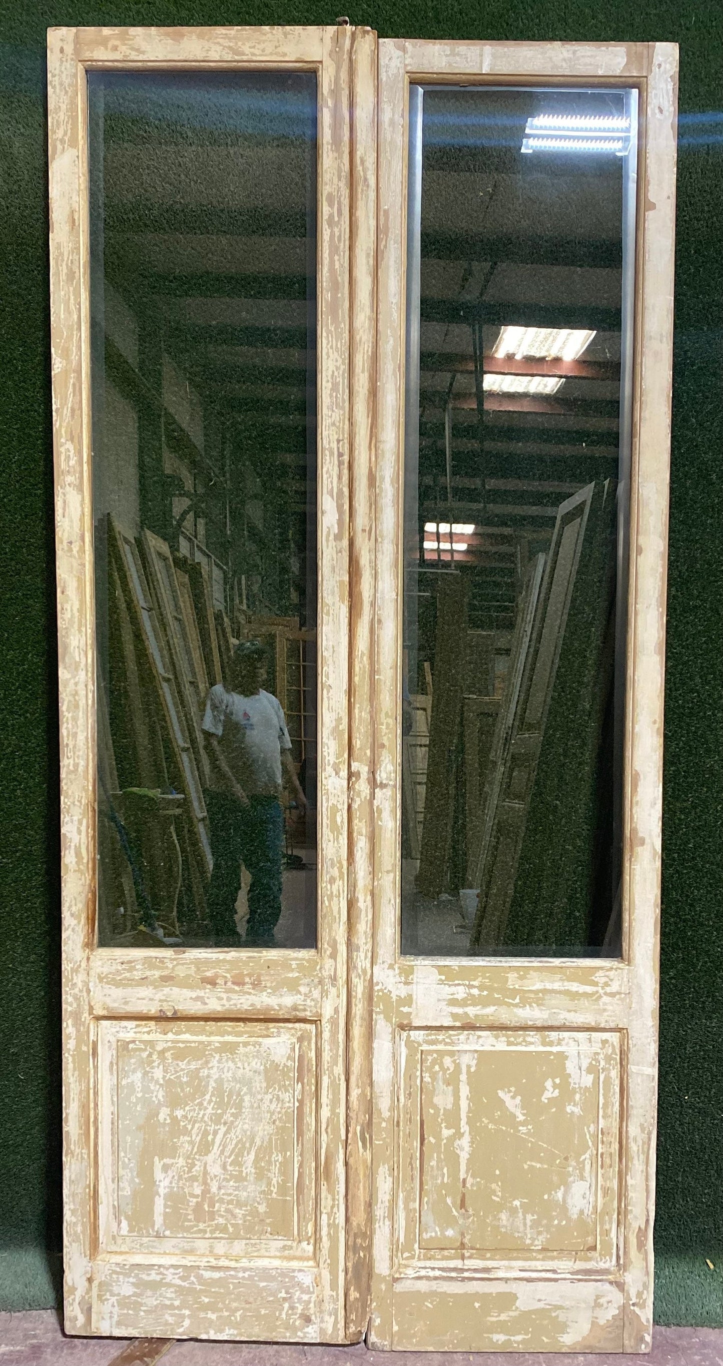 Antique French door (94.75x44.25) with glass D169