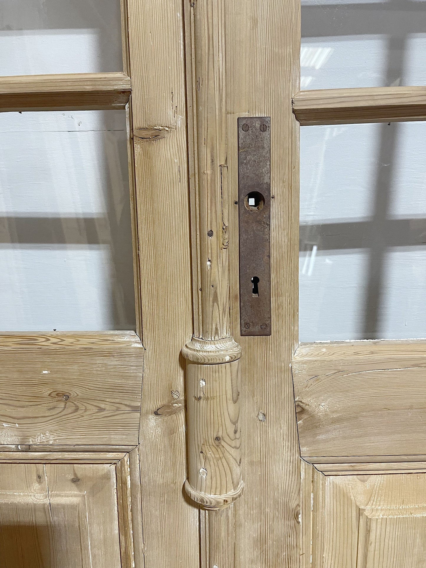 Antique French doors (103.5x96) with glass, 4 piece set E1119