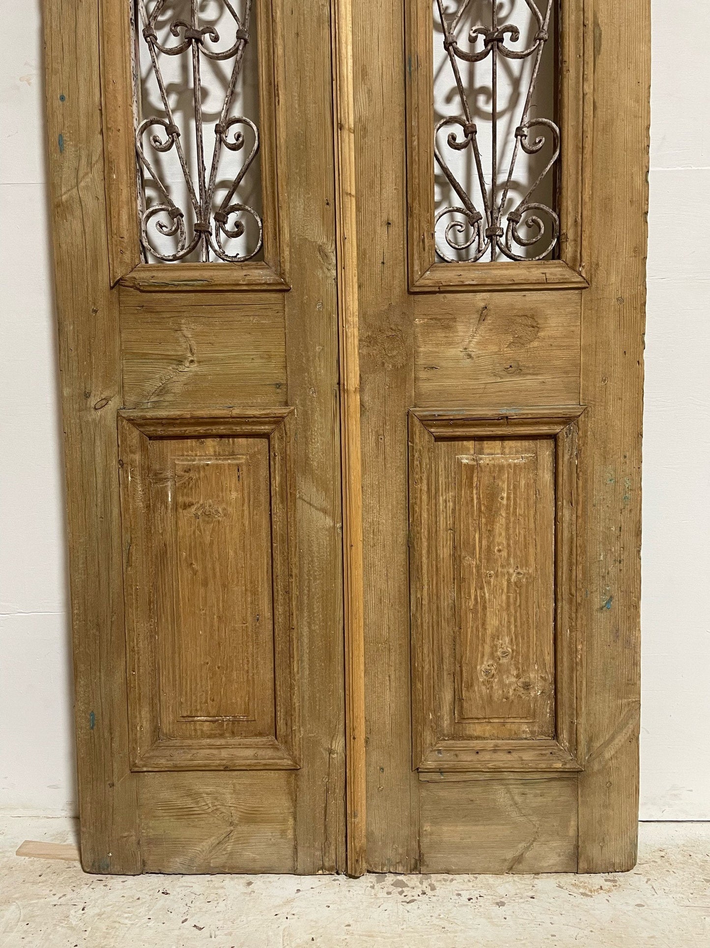 Antique French door (92x38.5) with metal E16