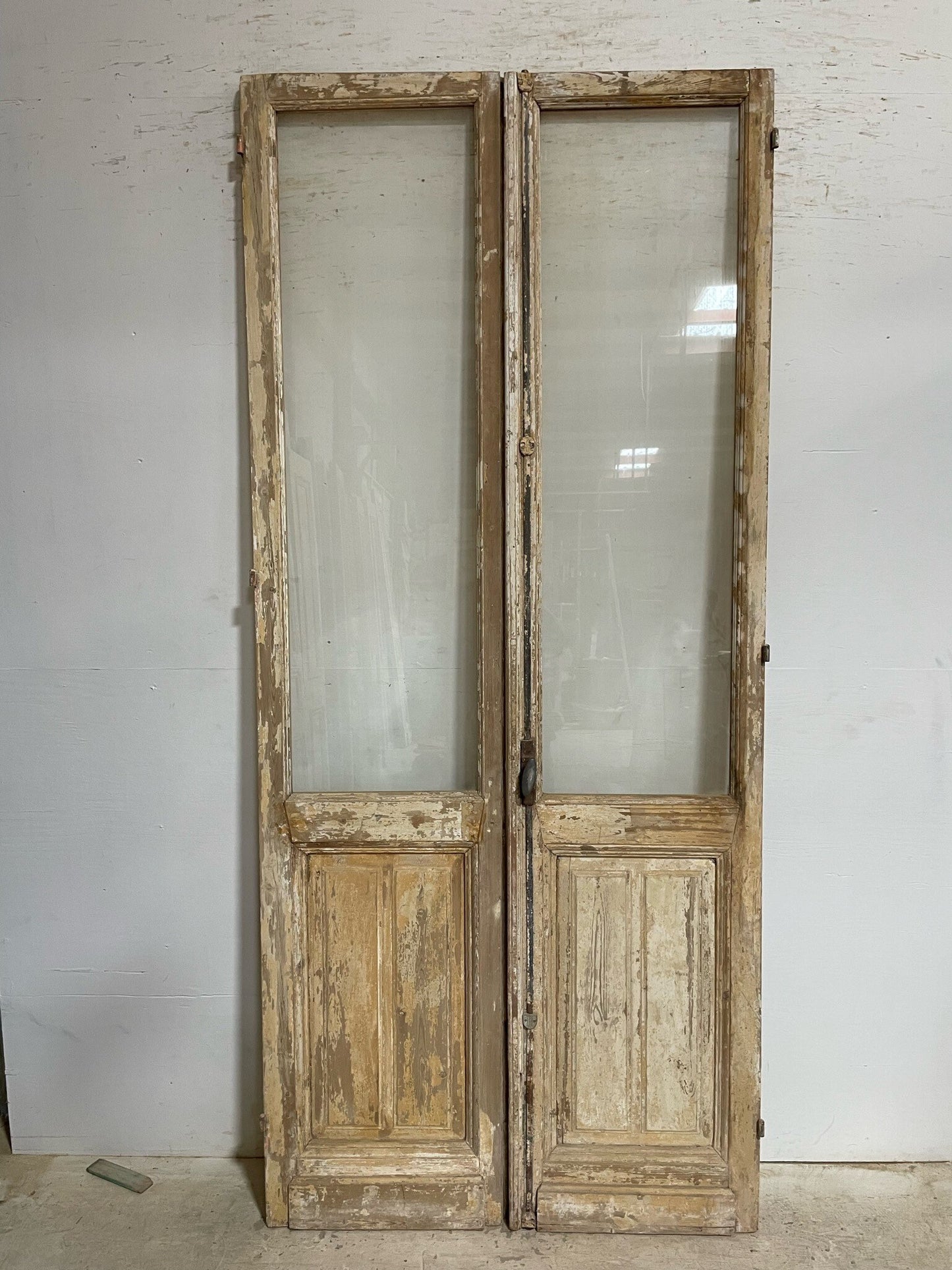 Antique French door (97x42.25) with glass F0766
