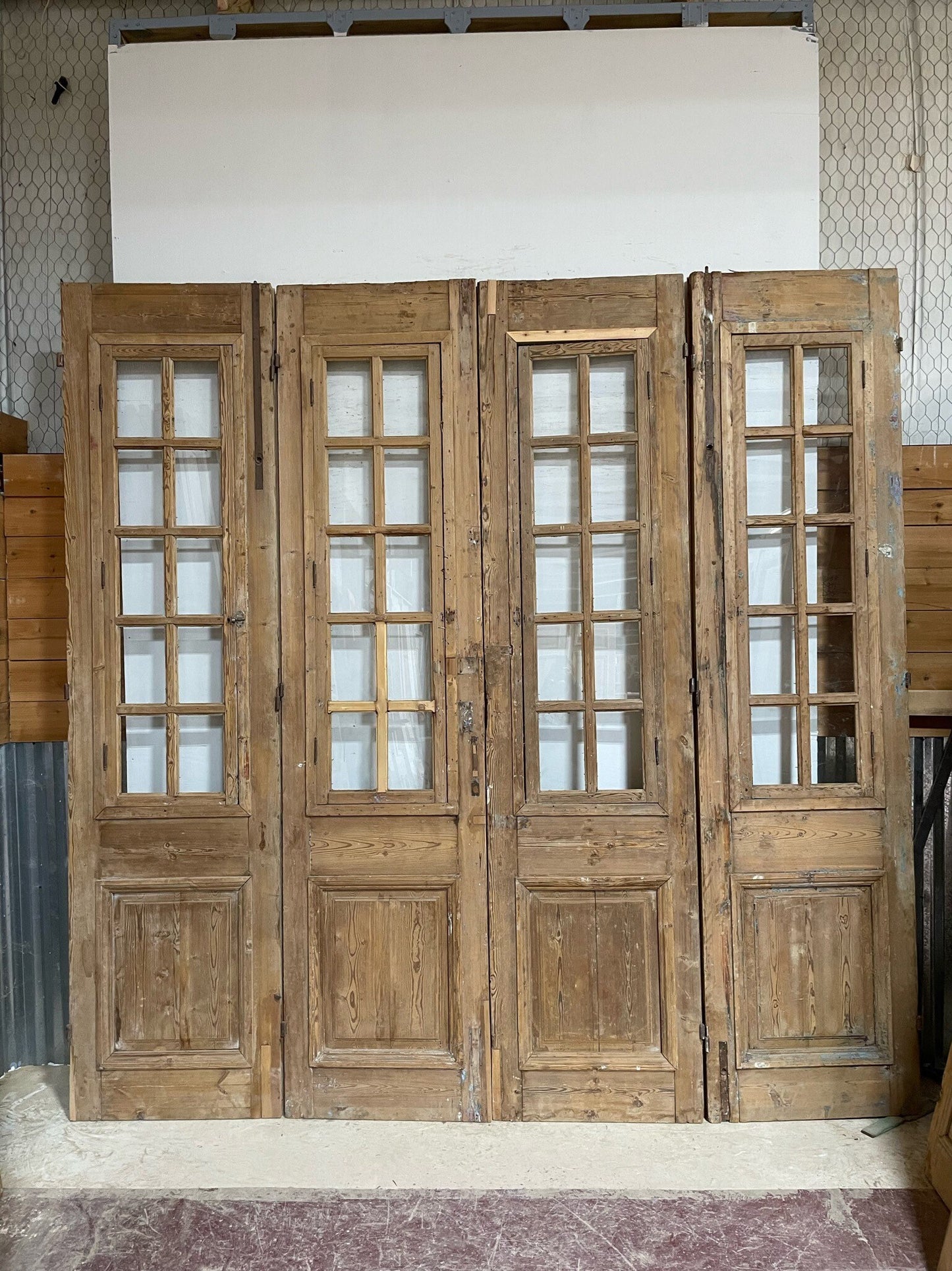 Antique French door (110.5x110.75) with glass F0880