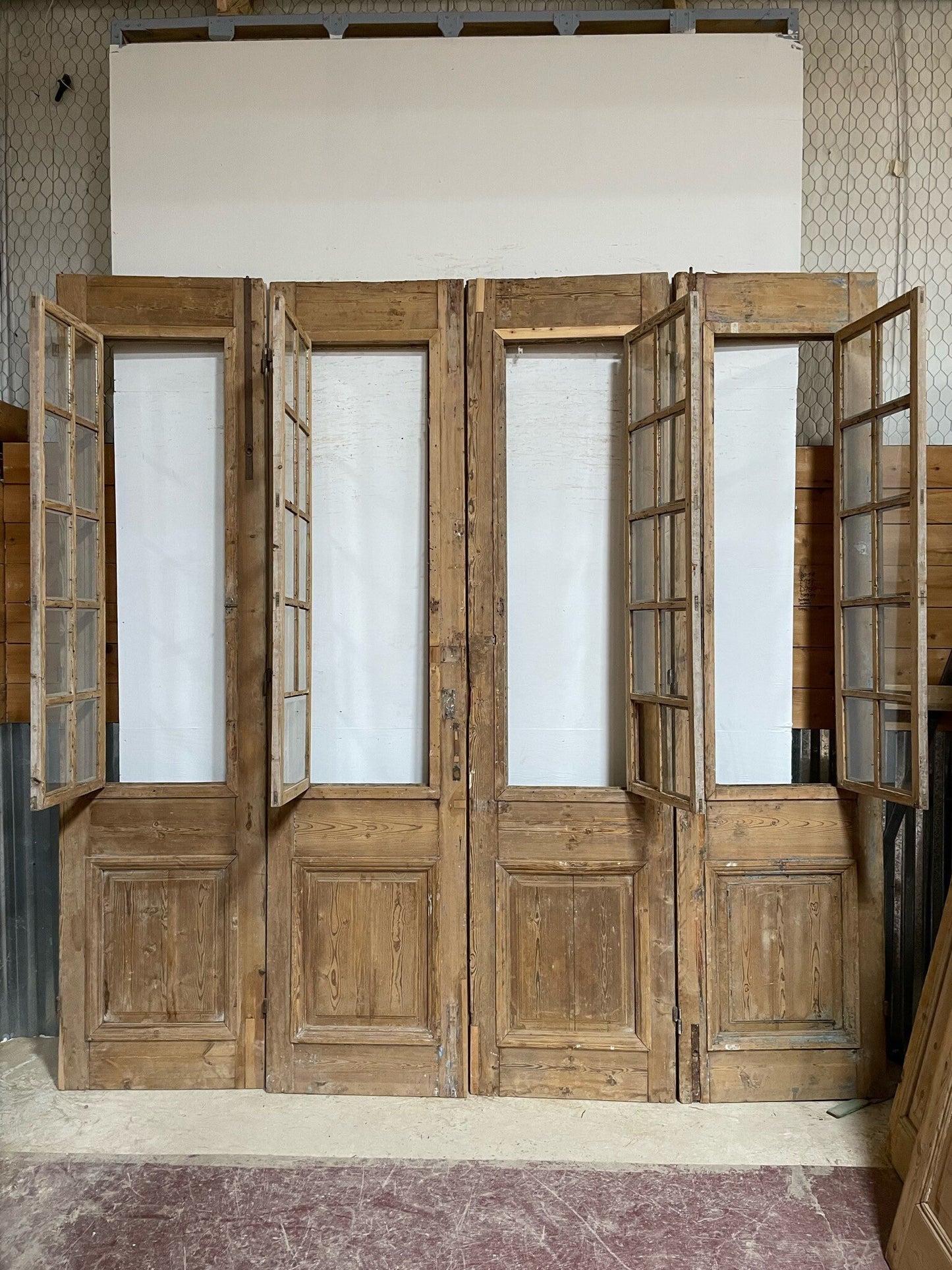Antique French door (110.5x110.75) with glass F0880