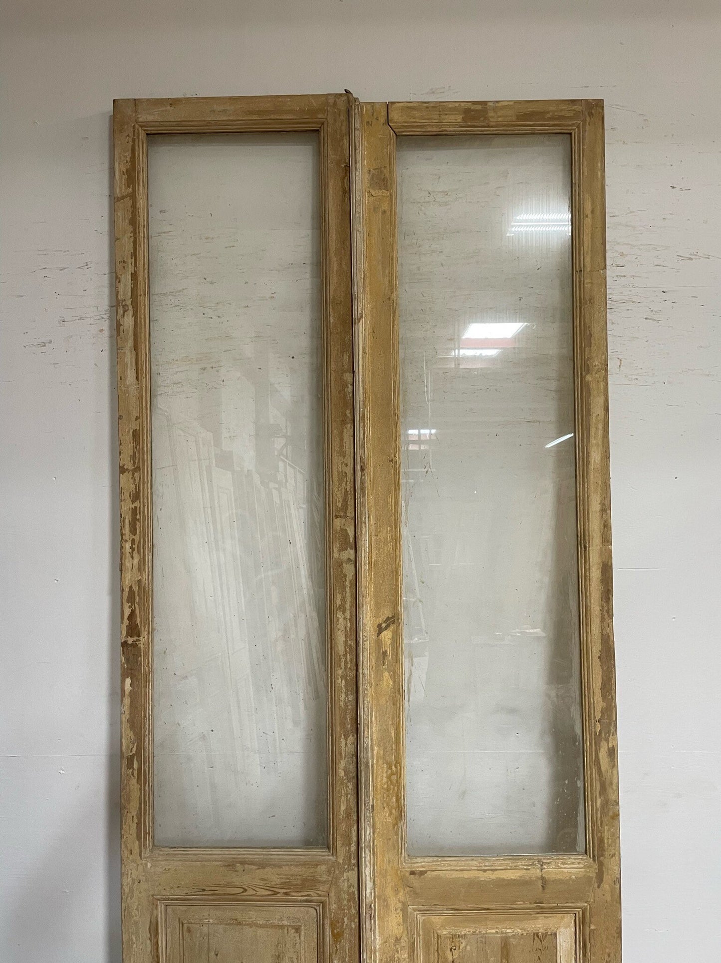 Antique French door (113.5x48) with glass F0304