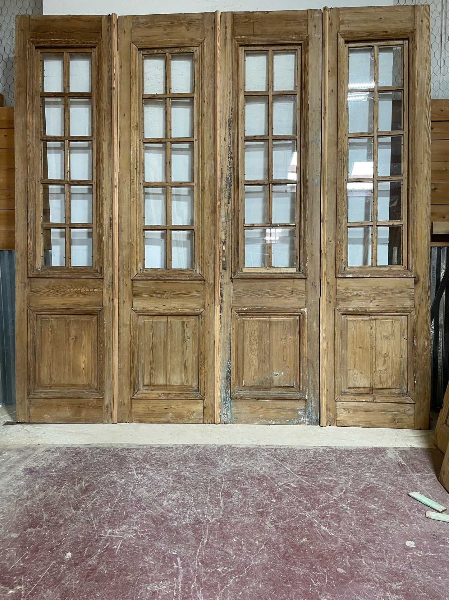 Antique French door (110.5x110.75) with glass F0880