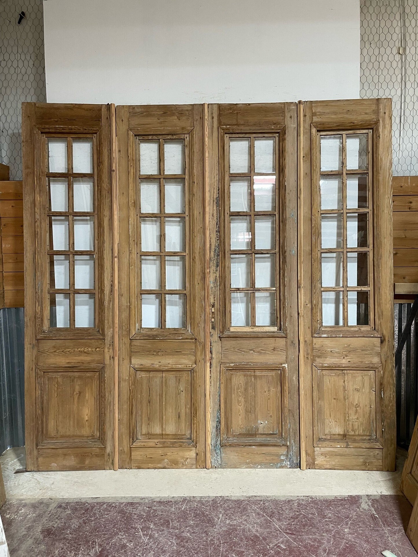 Antique French door (110.5x110.75) with glass F0880