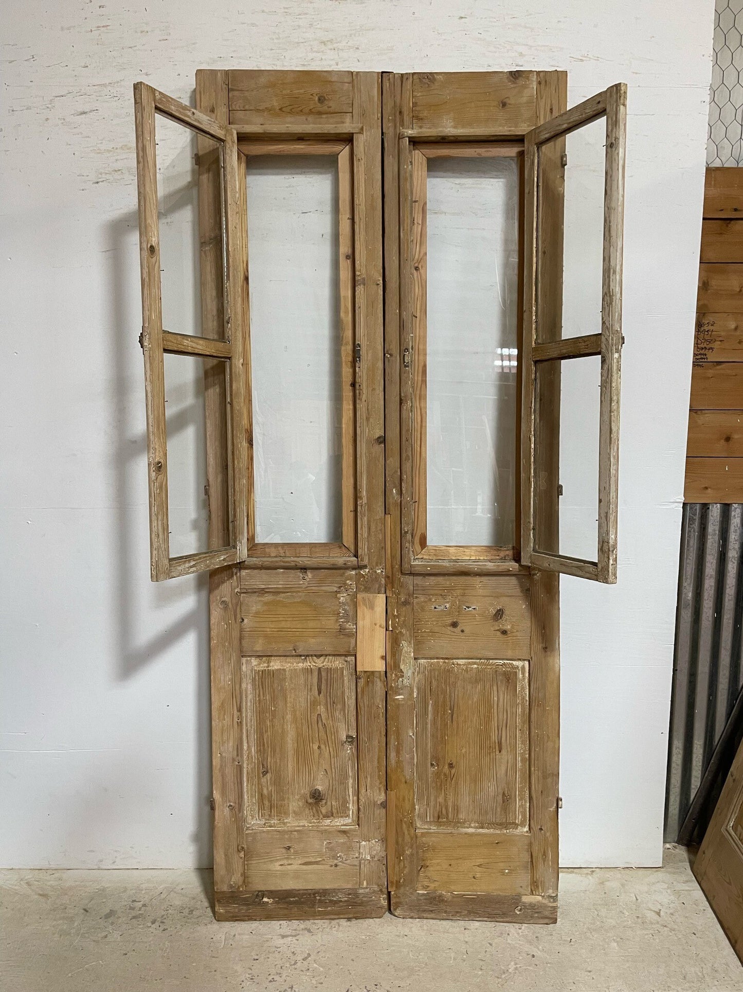Antique French door (96.5x40.5) with glass F0876