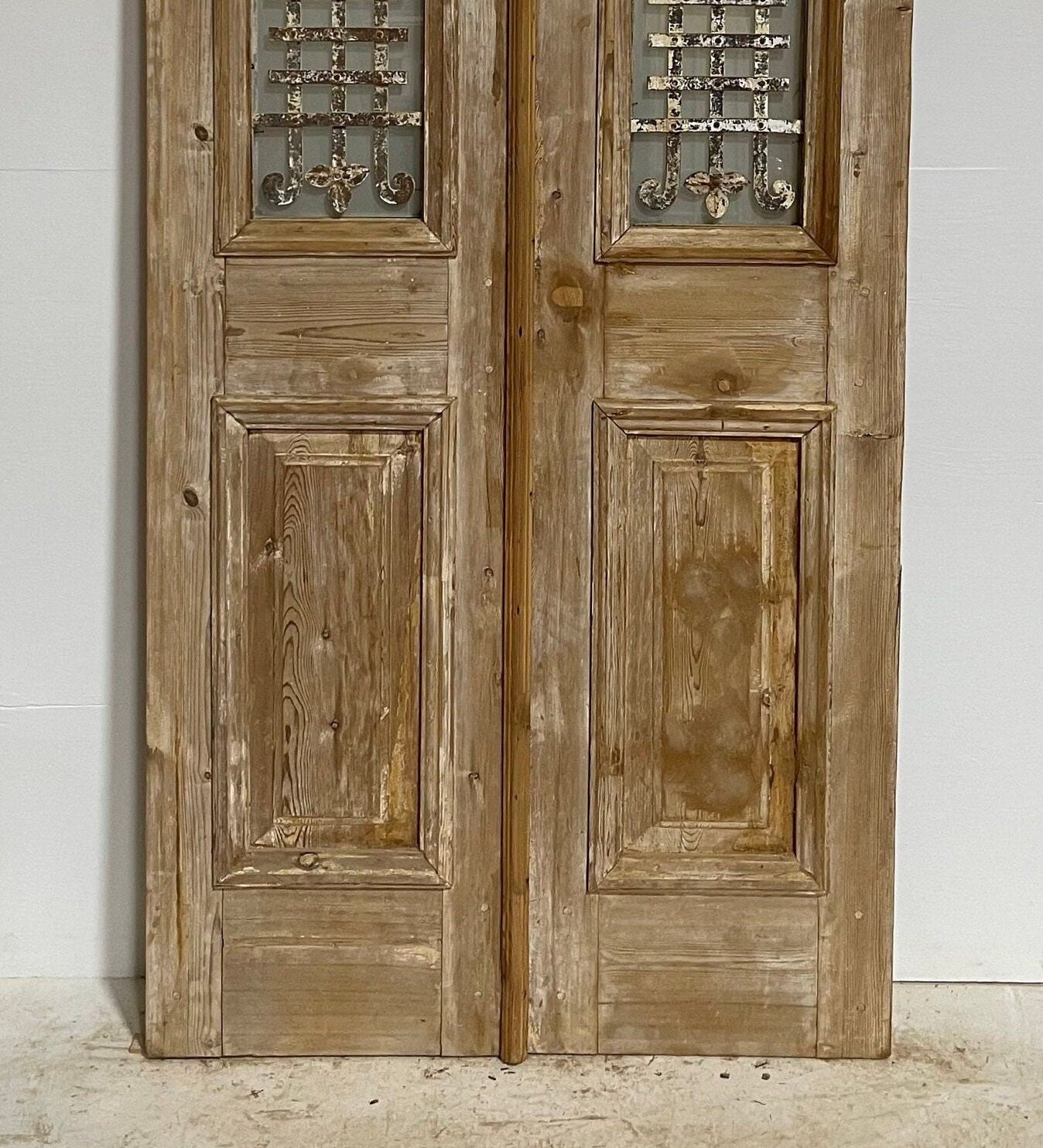 Antique French panel door with metal (98.25x41) G1443s