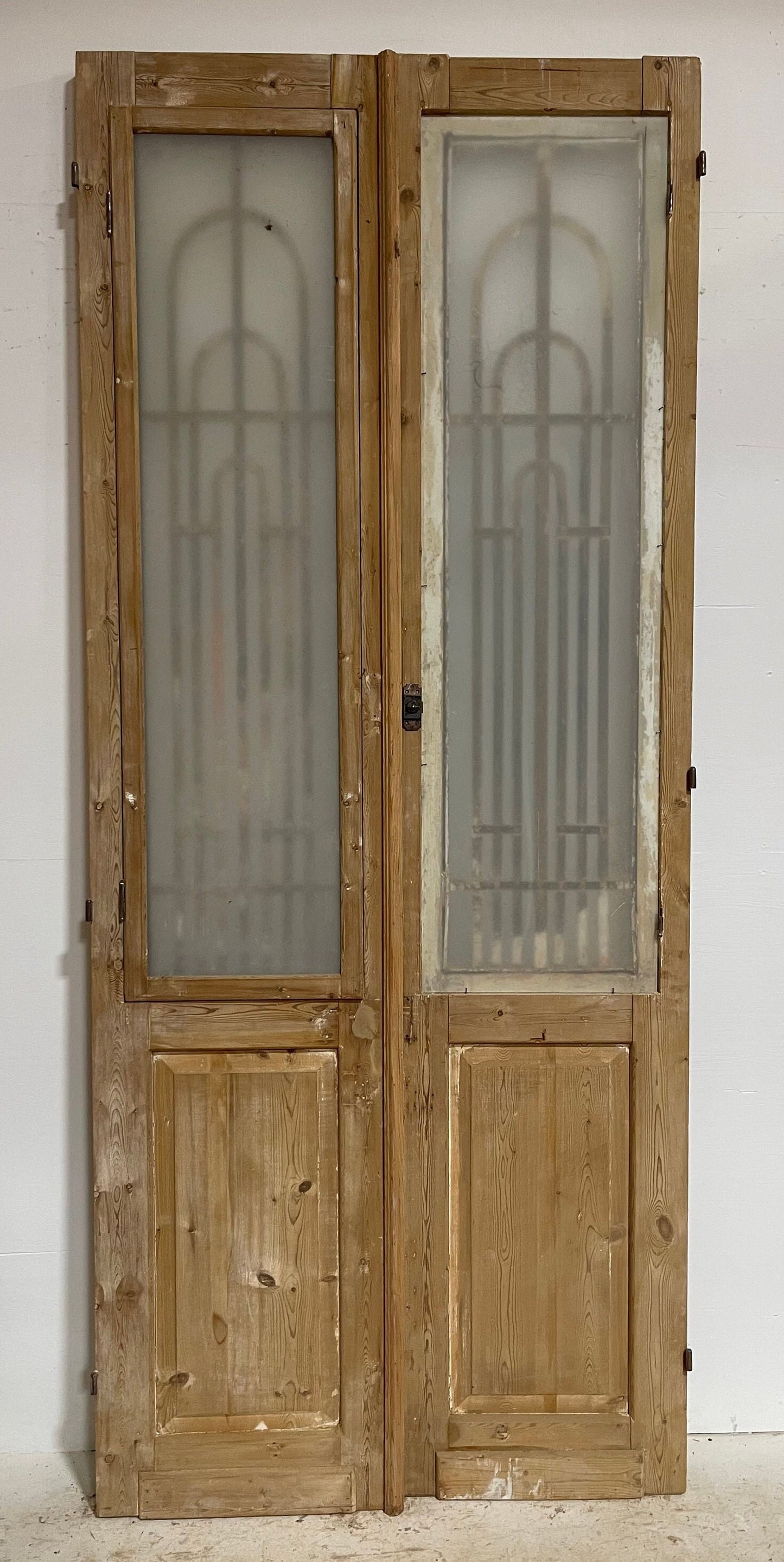 Antique French panel door with metal (105.25x44.25) G1045s