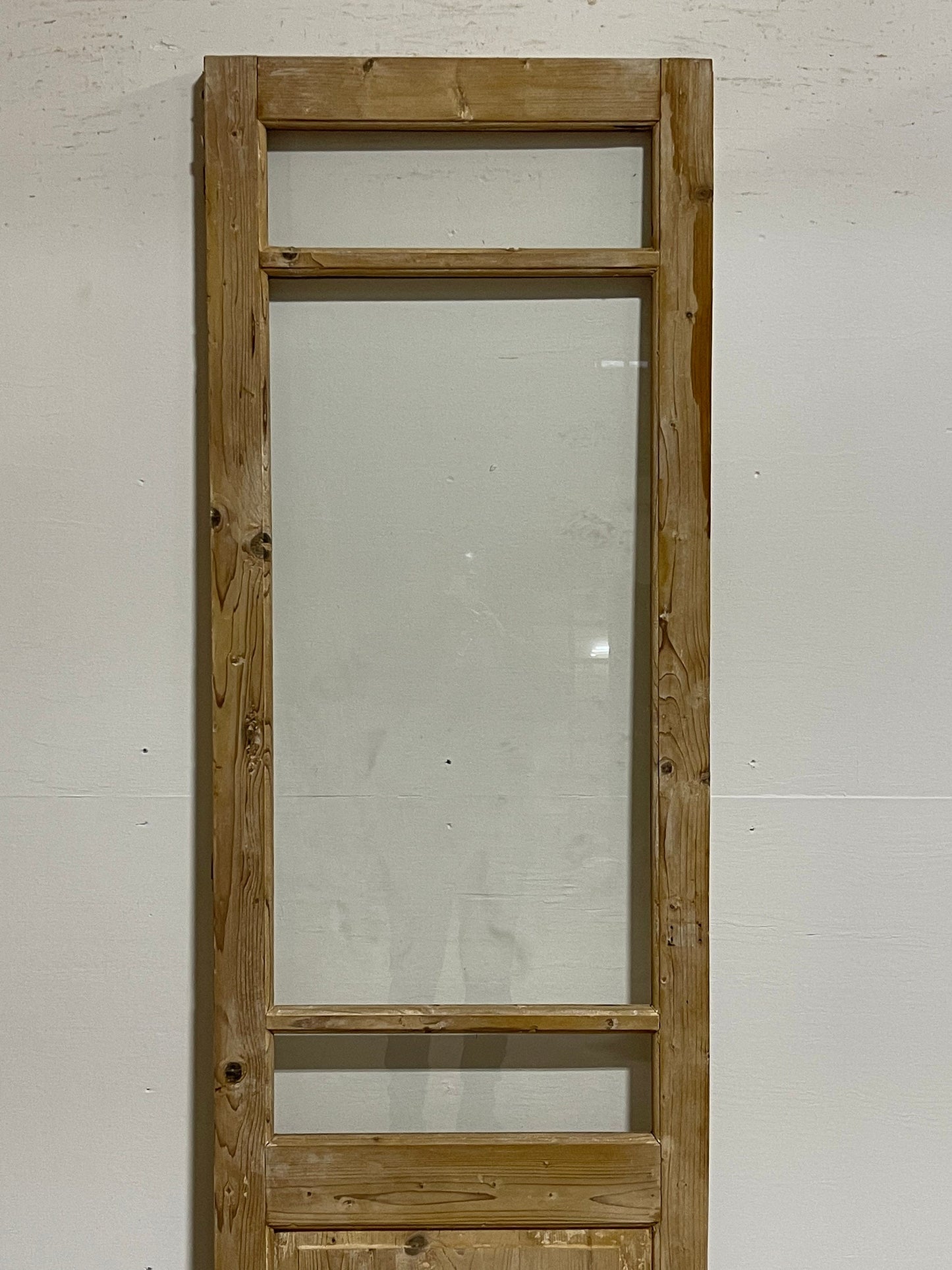 Antique French panel door with glass (85.75x25.5) G1395s